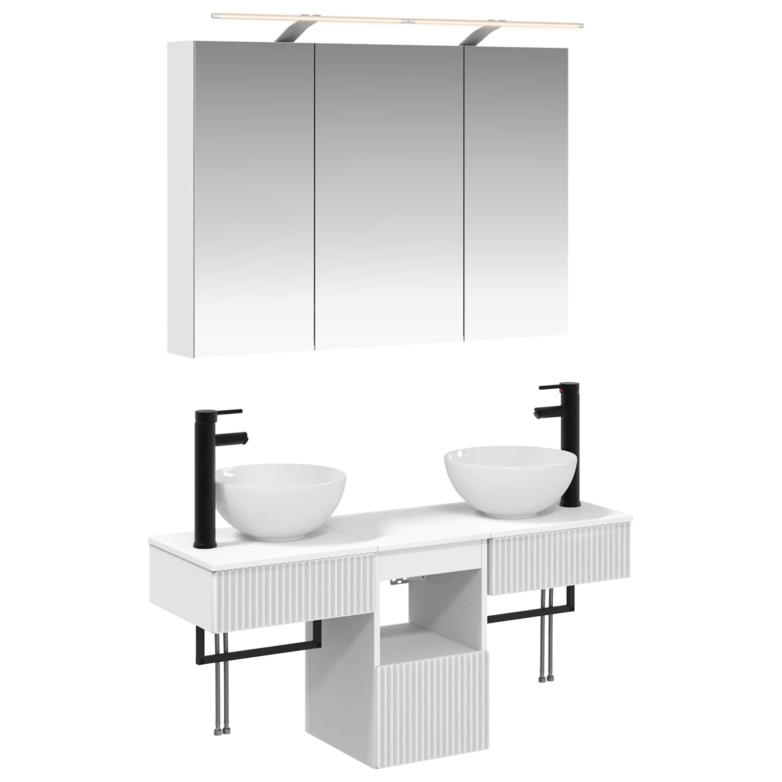 Badkamerkastenset 4 pcs Wit 100 x 14,5 x 70 cm Bewerkt hout is nu te koop bij PeponiXL, paradijselijk wonen!