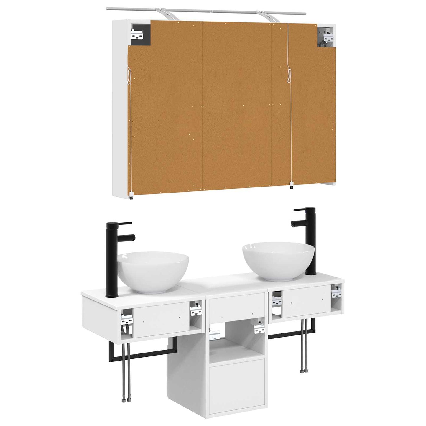 Badkamerkastenset 4 pcs Wit 100 x 14,5 x 70 cm Bewerkt hout is nu te koop bij PeponiXL, paradijselijk wonen!