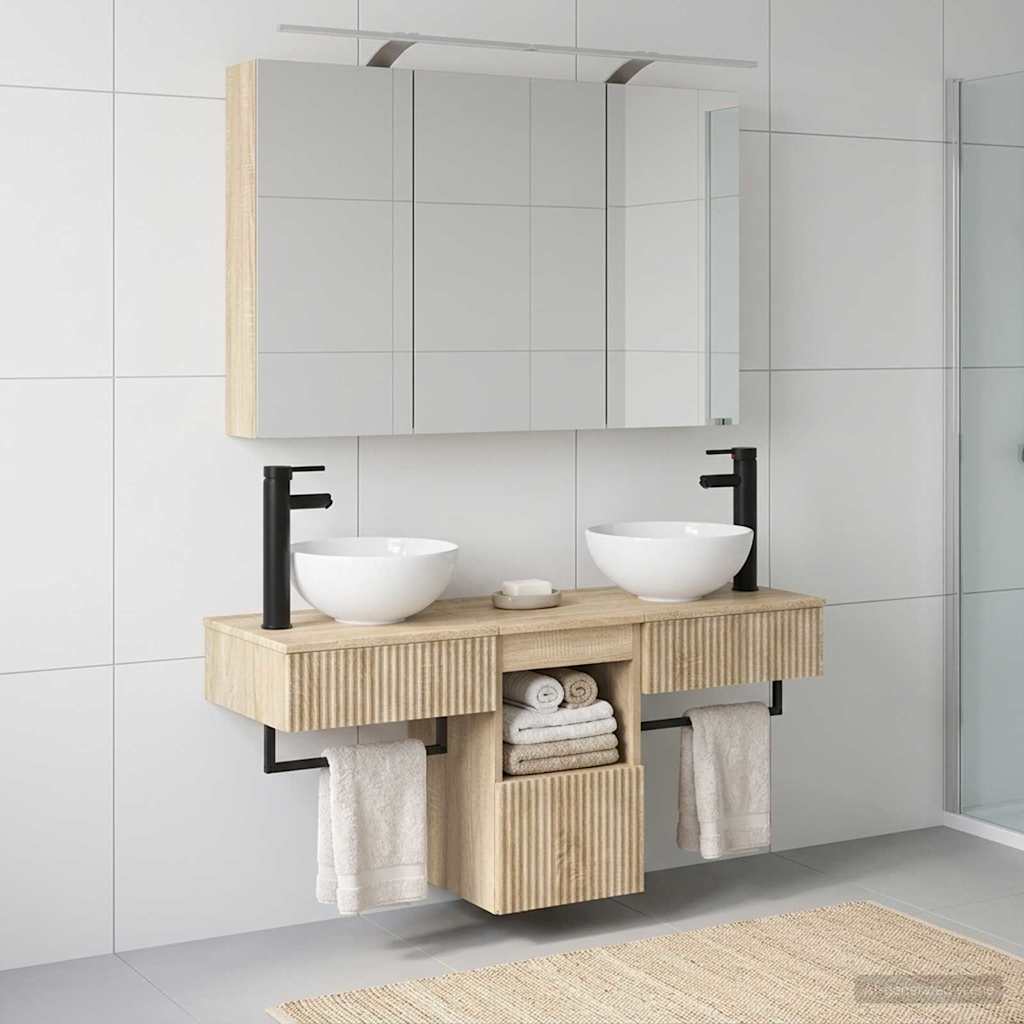 Badkamerkastenset 4 pcs Sonoma Eiken 100 x 14,5 x 70 cm is nu te koop bij PeponiXL, paradijselijk wonen!
