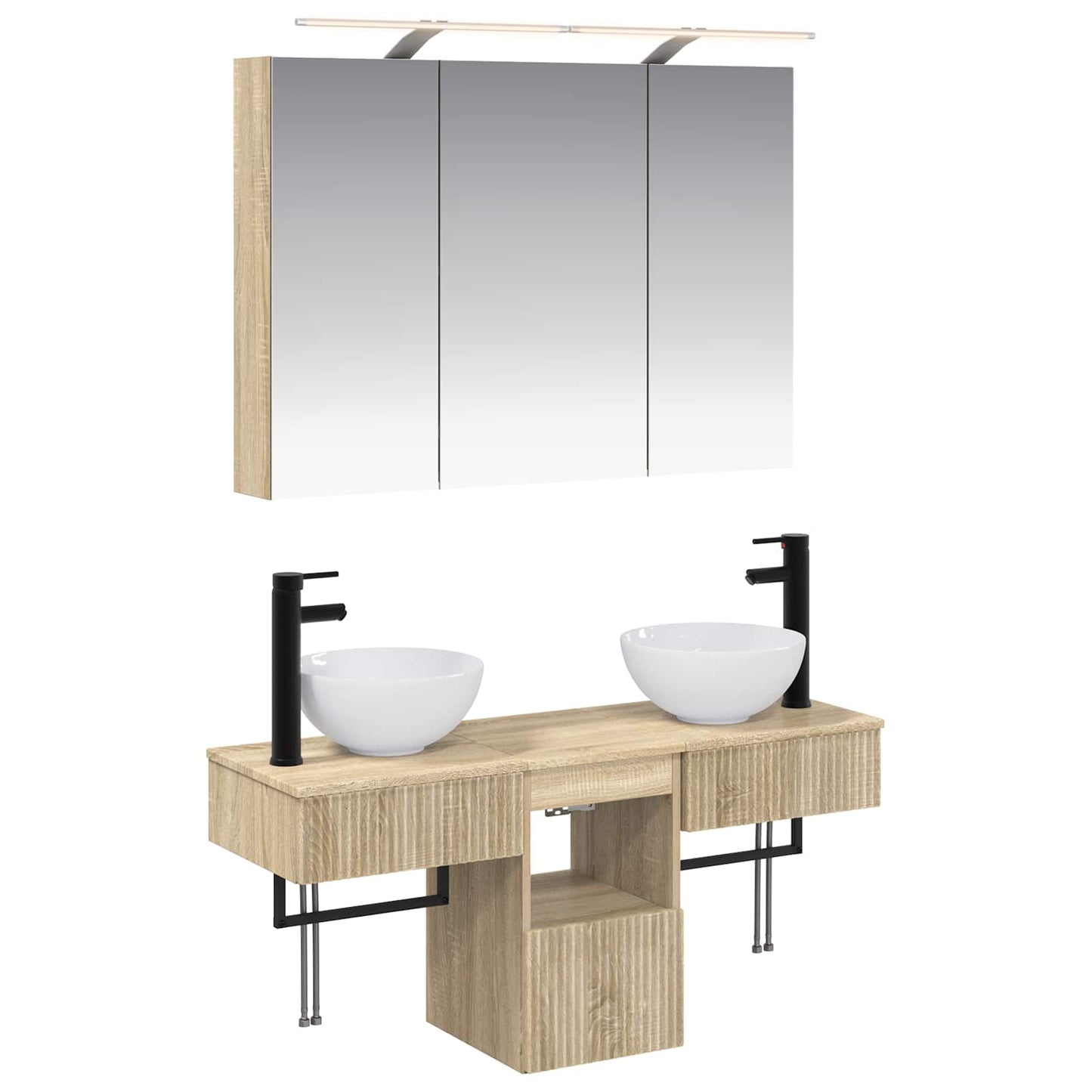 Badkamerkastenset 4 pcs Sonoma Eiken 100 x 14,5 x 70 cm is nu te koop bij PeponiXL, paradijselijk wonen!
