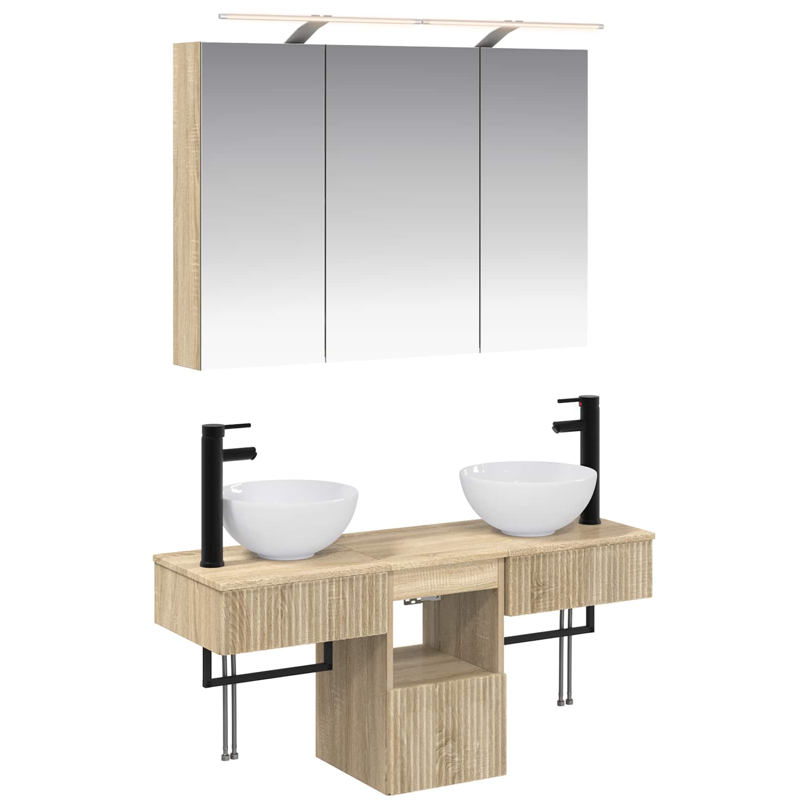 Badkamerkastenset 4 pcs Sonoma Eiken 100 x 14,5 x 70 cm is nu te koop bij PeponiXL, paradijselijk wonen!