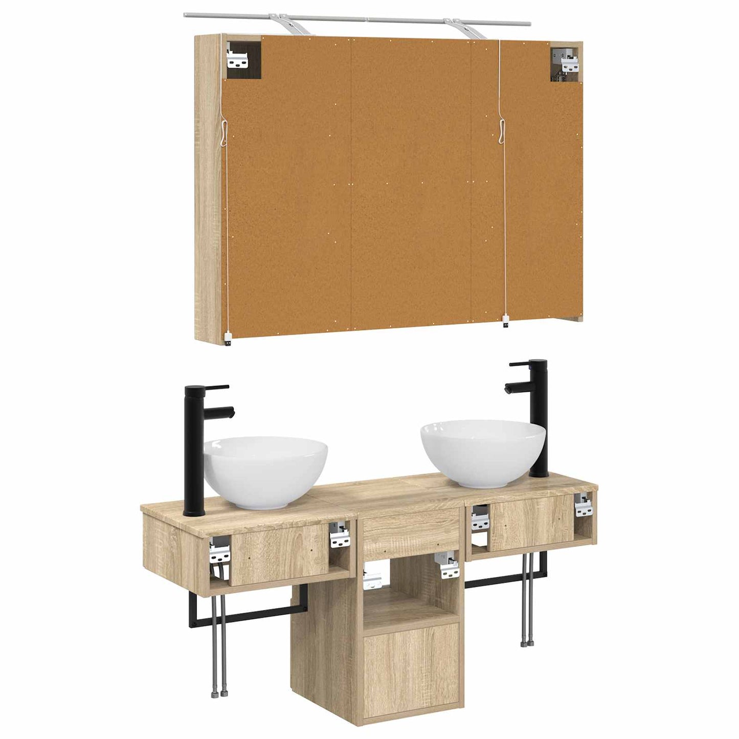 Badkamerkastenset 4 pcs Sonoma Eiken 100 x 14,5 x 70 cm is nu te koop bij PeponiXL, paradijselijk wonen!