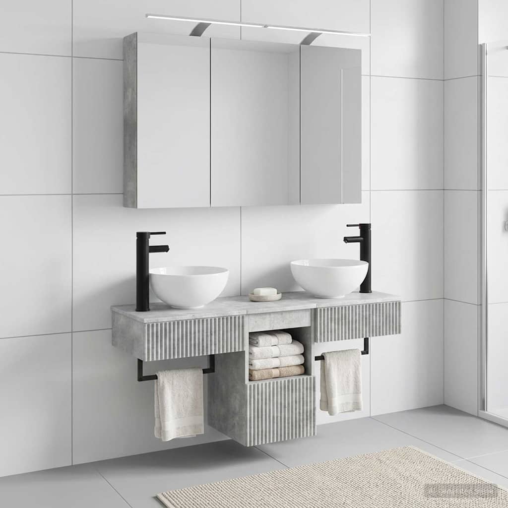 Badkamerkastenset 4 pcs Betongrijs 100 x 14,5 x 70 cm is nu te koop bij PeponiXL, paradijselijk wonen!