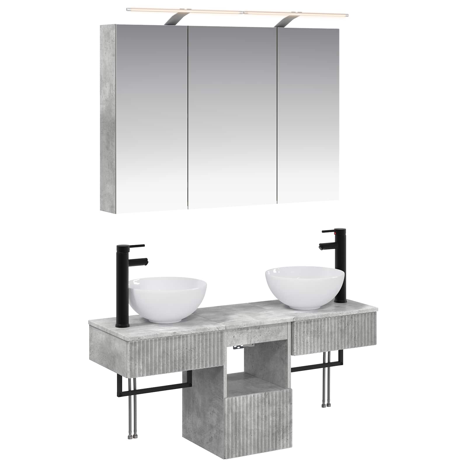 Badkamerkastenset 4 pcs Betongrijs 100 x 14,5 x 70 cm is nu te koop bij PeponiXL, paradijselijk wonen!