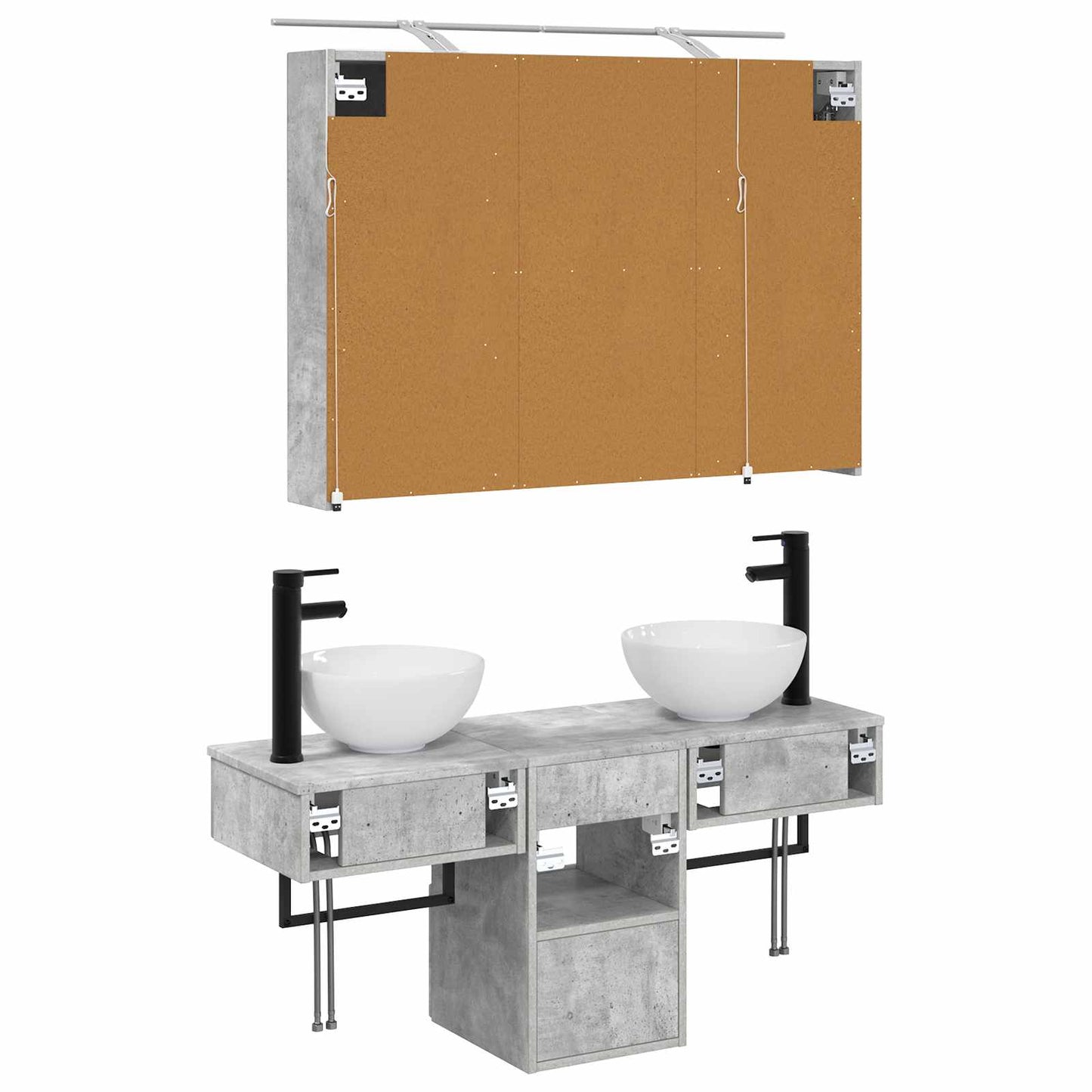 Badkamerkastenset 4 pcs Betongrijs 100 x 14,5 x 70 cm is nu te koop bij PeponiXL, paradijselijk wonen!