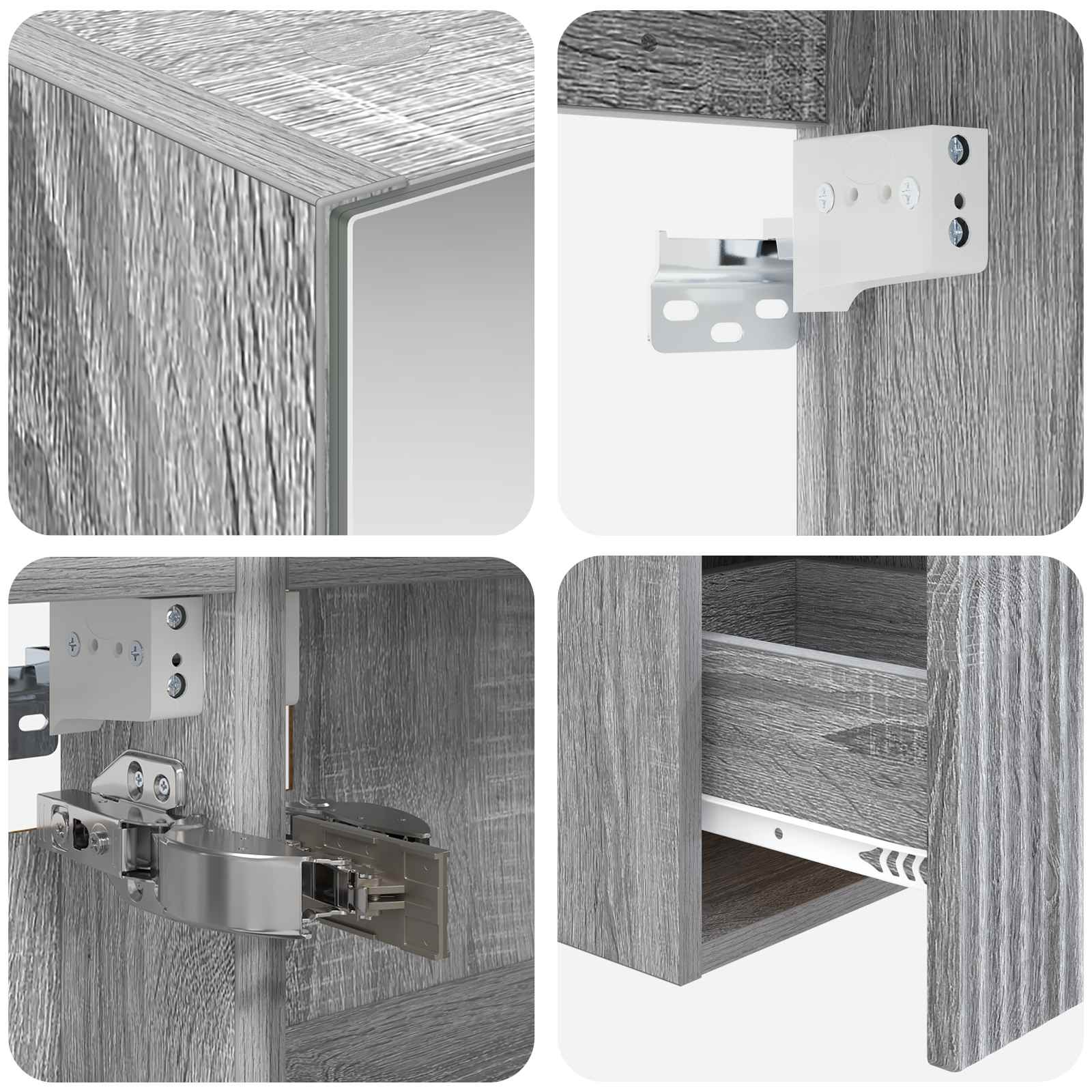Badkamerkastenset 4 pcs Grijs Sonoma 100 x 14,5 x 70 cm is nu te koop bij PeponiXL, paradijselijk wonen!