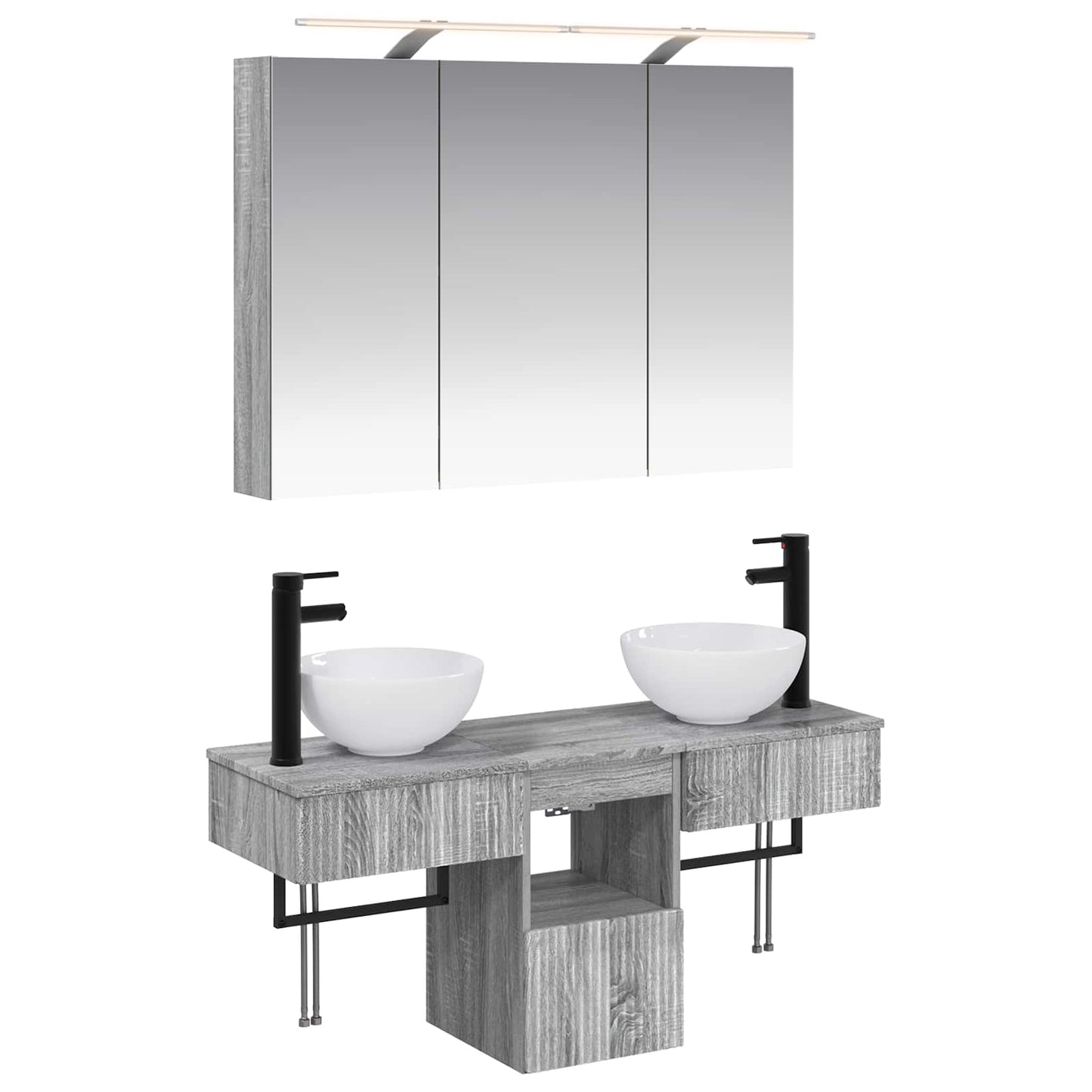 Badkamerkastenset 4 pcs Grijs Sonoma 100 x 14,5 x 70 cm is nu te koop bij PeponiXL, paradijselijk wonen!