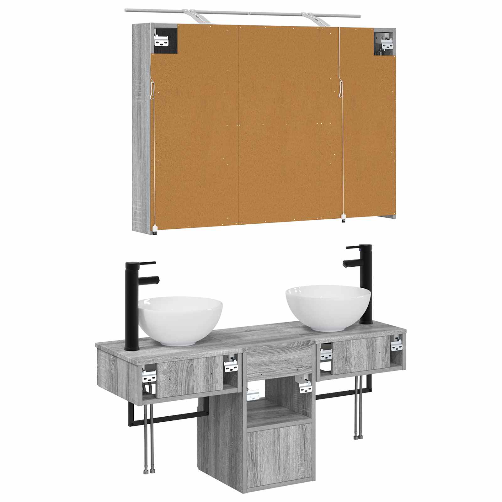 Badkamerkastenset 4 pcs Grijs Sonoma 100 x 14,5 x 70 cm is nu te koop bij PeponiXL, paradijselijk wonen!