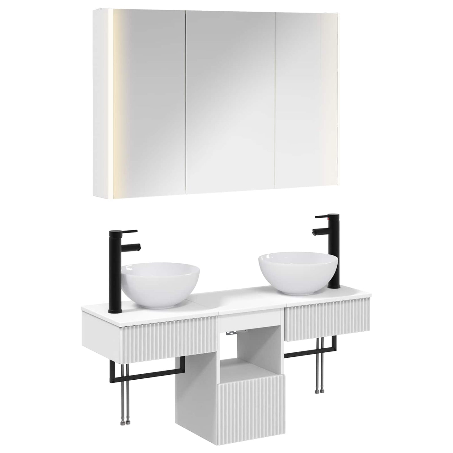 Badkamerkastenset 4 pcs Wit 103,5 x 15,5 x 70 cm Bewerkt hout