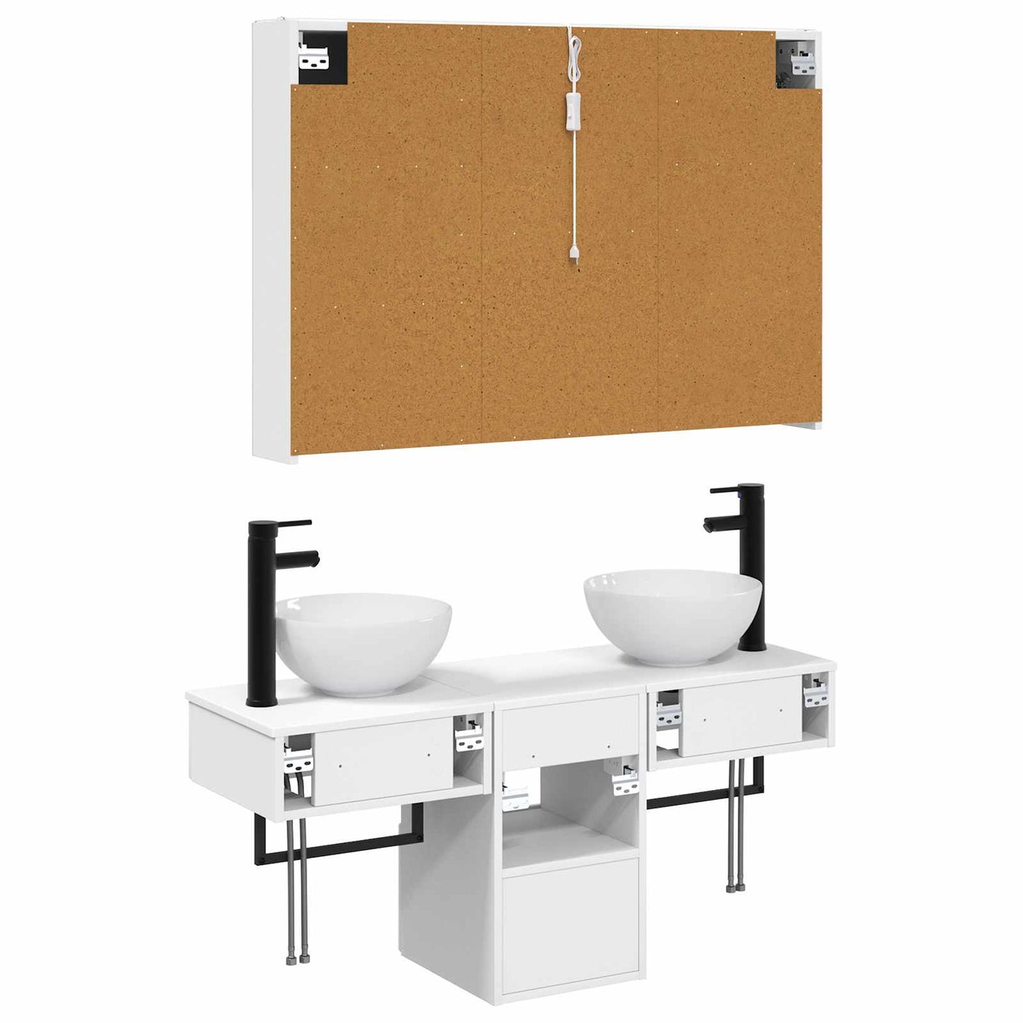 Badkamerkastenset 4 pcs Wit 103,5 x 15,5 x 70 cm Bewerkt hout