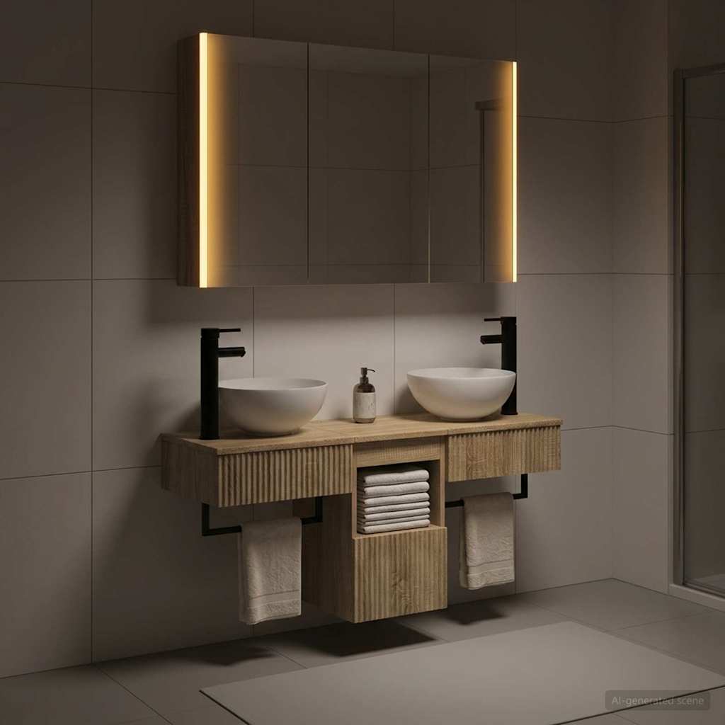 Badkamerkastenset 4 pcs Sonoma Eiken 103,5 x 15,5 x 70 cm
