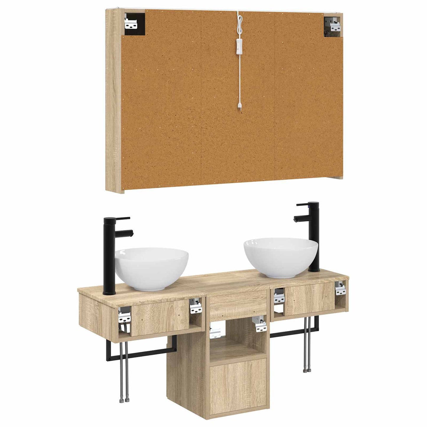 Badkamerkastenset 4 pcs Sonoma Eiken 103,5 x 15,5 x 70 cm