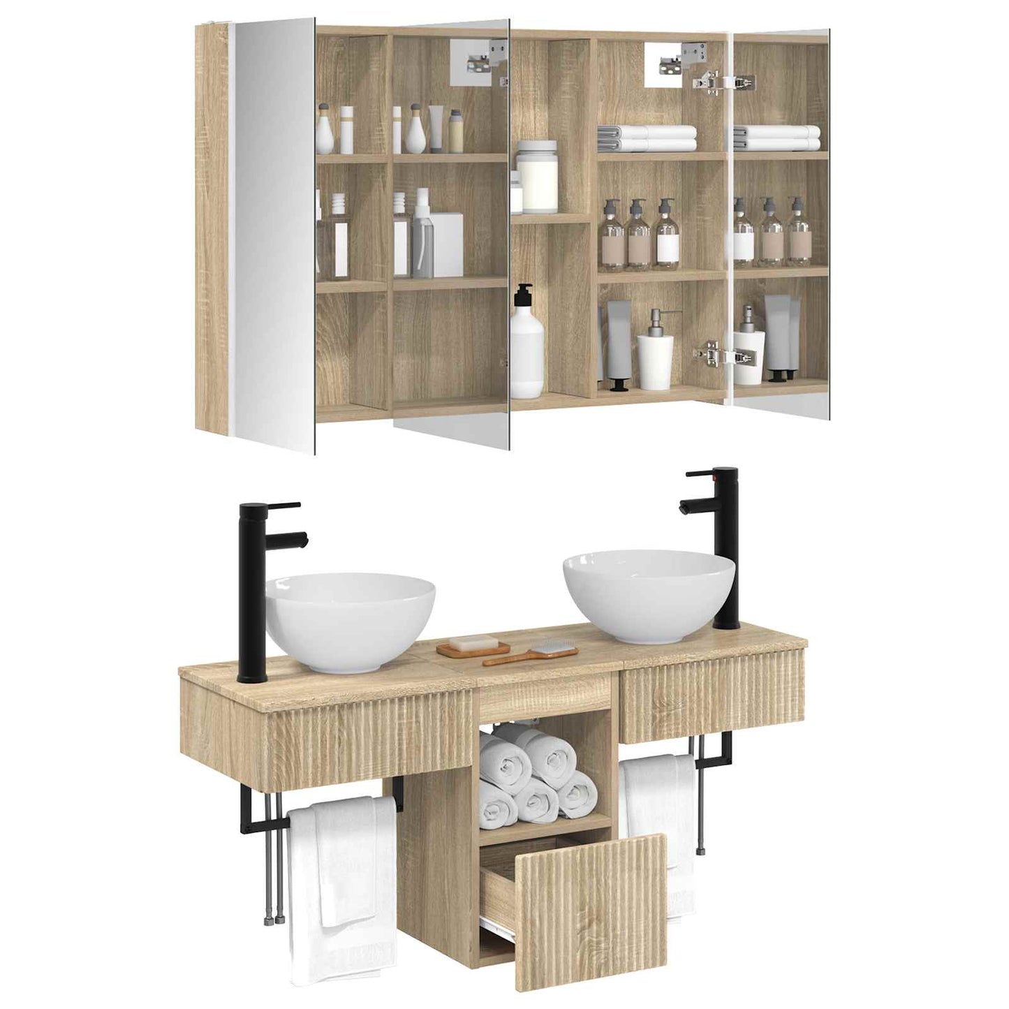 Badkamerkastenset 4 pcs Sonoma Eiken 103,5 x 15,5 x 70 cm