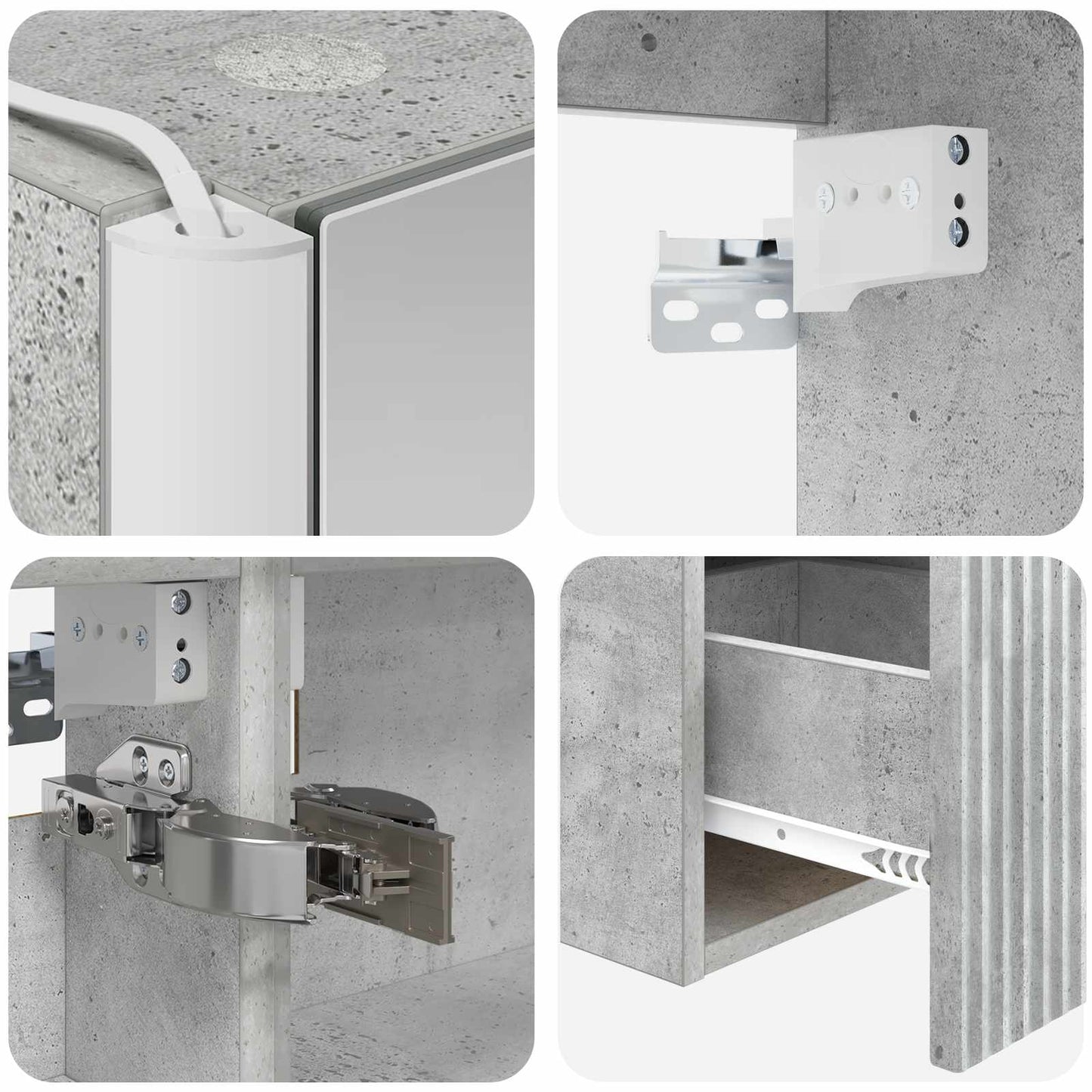 Badkamerkastenset 4 pcs Betongrijs 103,5 x 15,5 x 70 cm