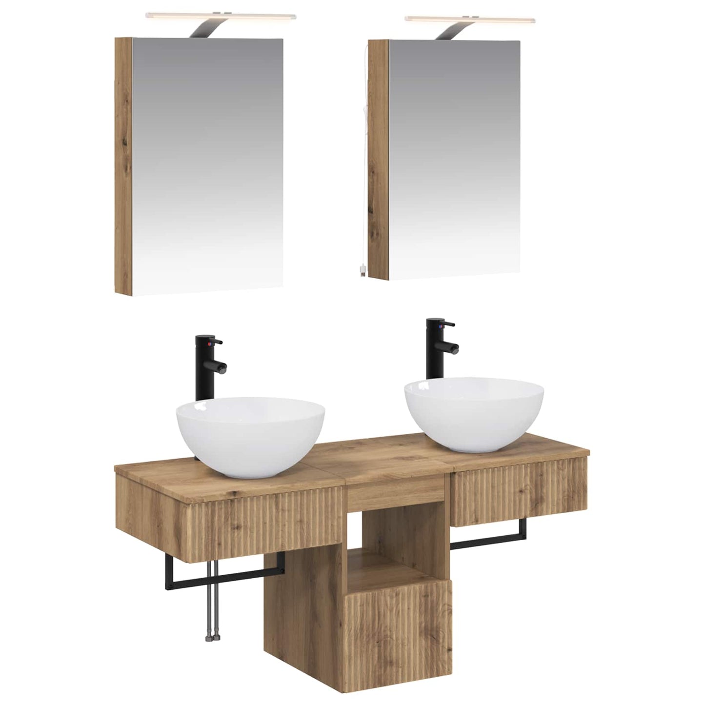 Badkamerkastenset 5 st Artisanaal eiken Bewerkt hout is nu te koop bij PeponiXL, paradijselijk wonen!