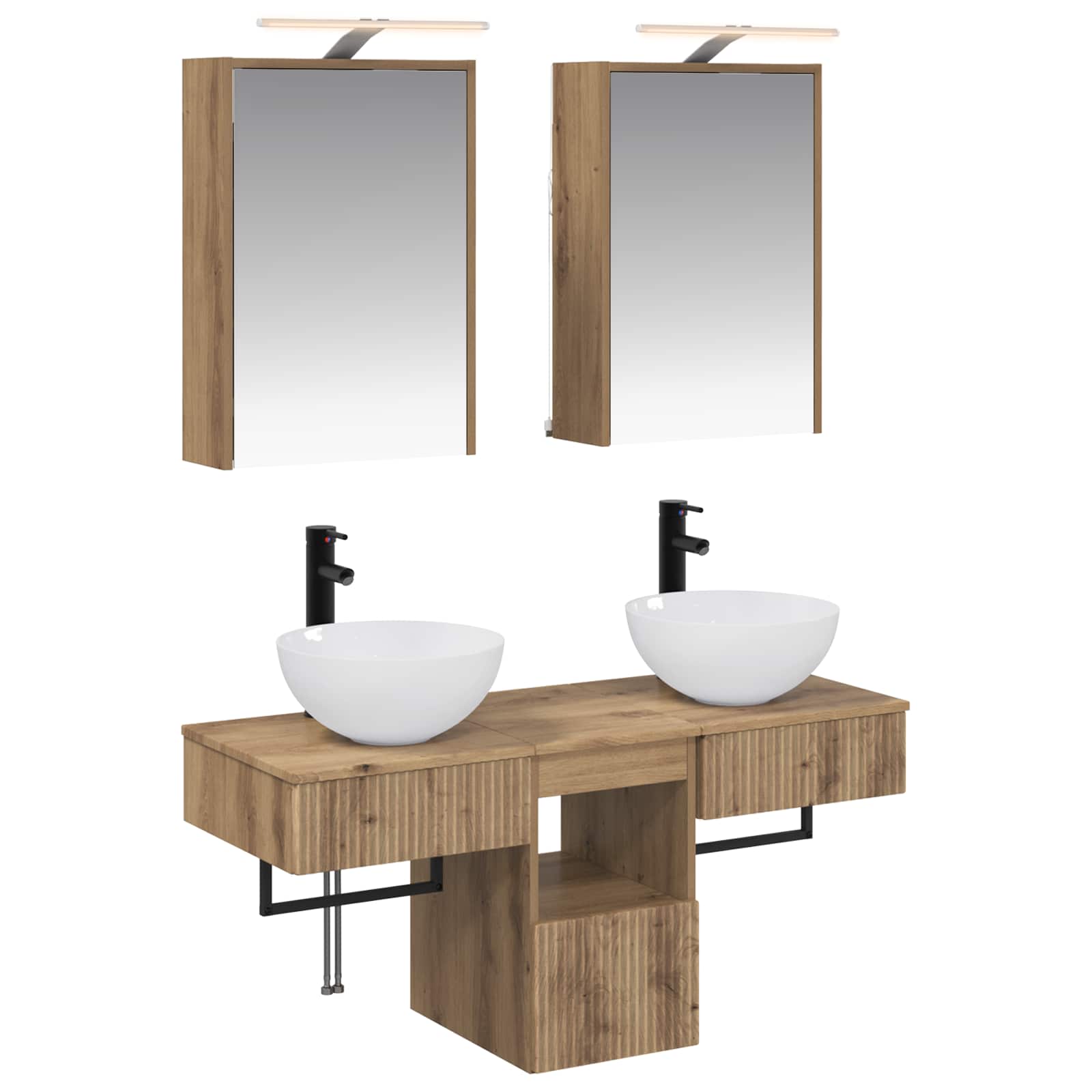 Badkamerkastenset 5 st Artisanaal eiken Bewerkt hout is nu te koop bij PeponiXL, paradijselijk wonen!