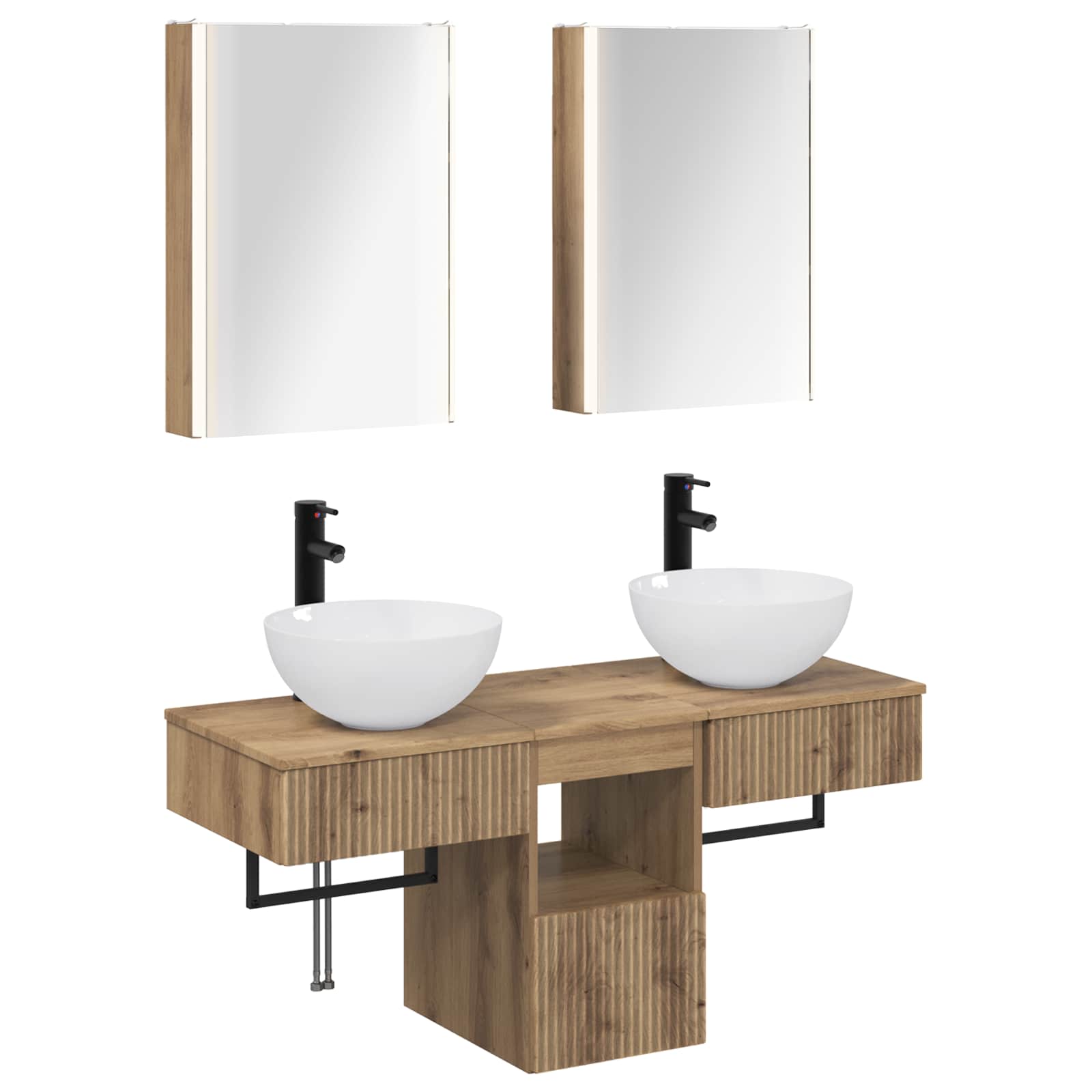 Badkamerkastenset 5 st Artisanaal eiken Bewerkt hout is nu te koop bij PeponiXL, paradijselijk wonen!