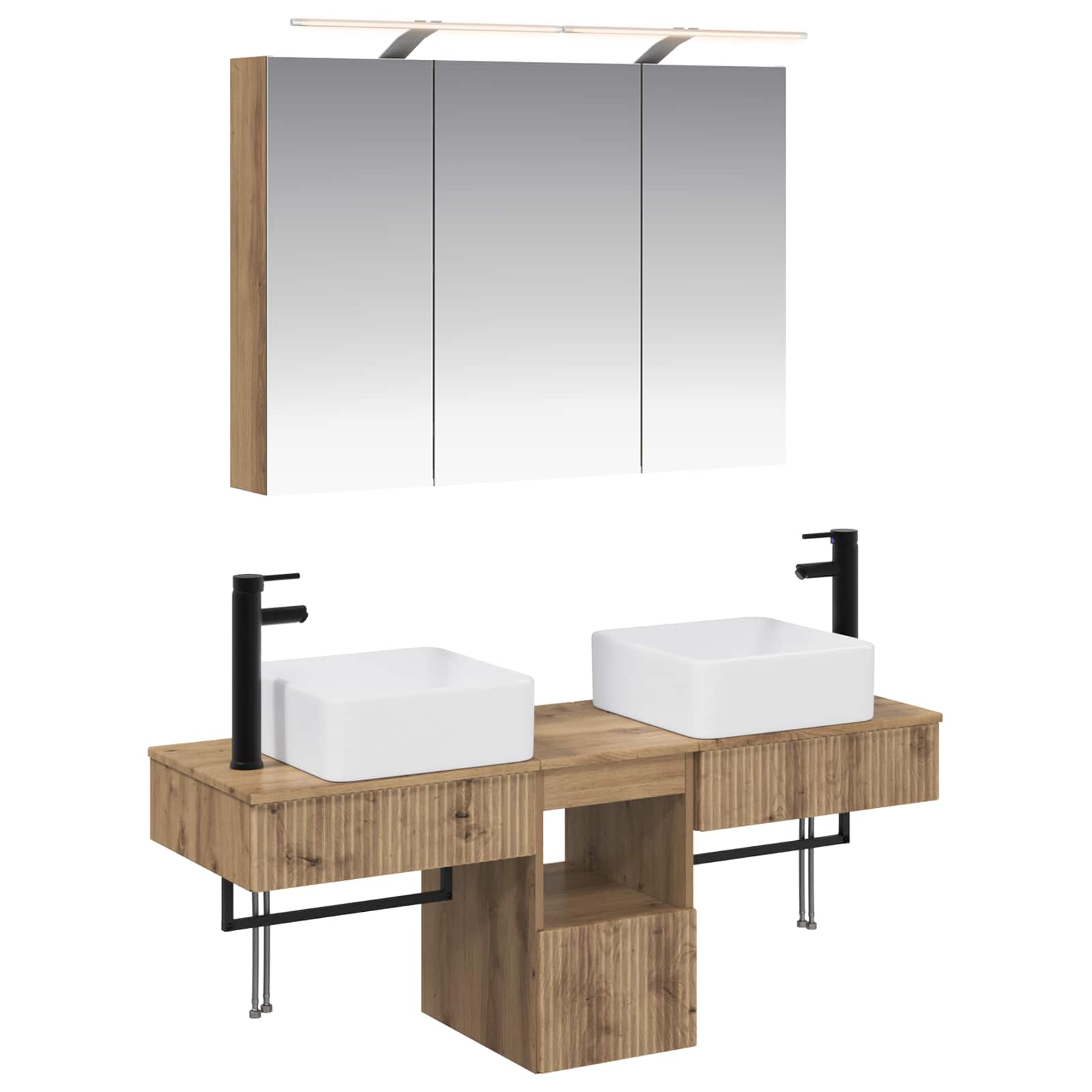 Badkamerkastenset 4 st Artisanaal eiken Bewerkt hout is nu te koop bij PeponiXL, paradijselijk wonen!