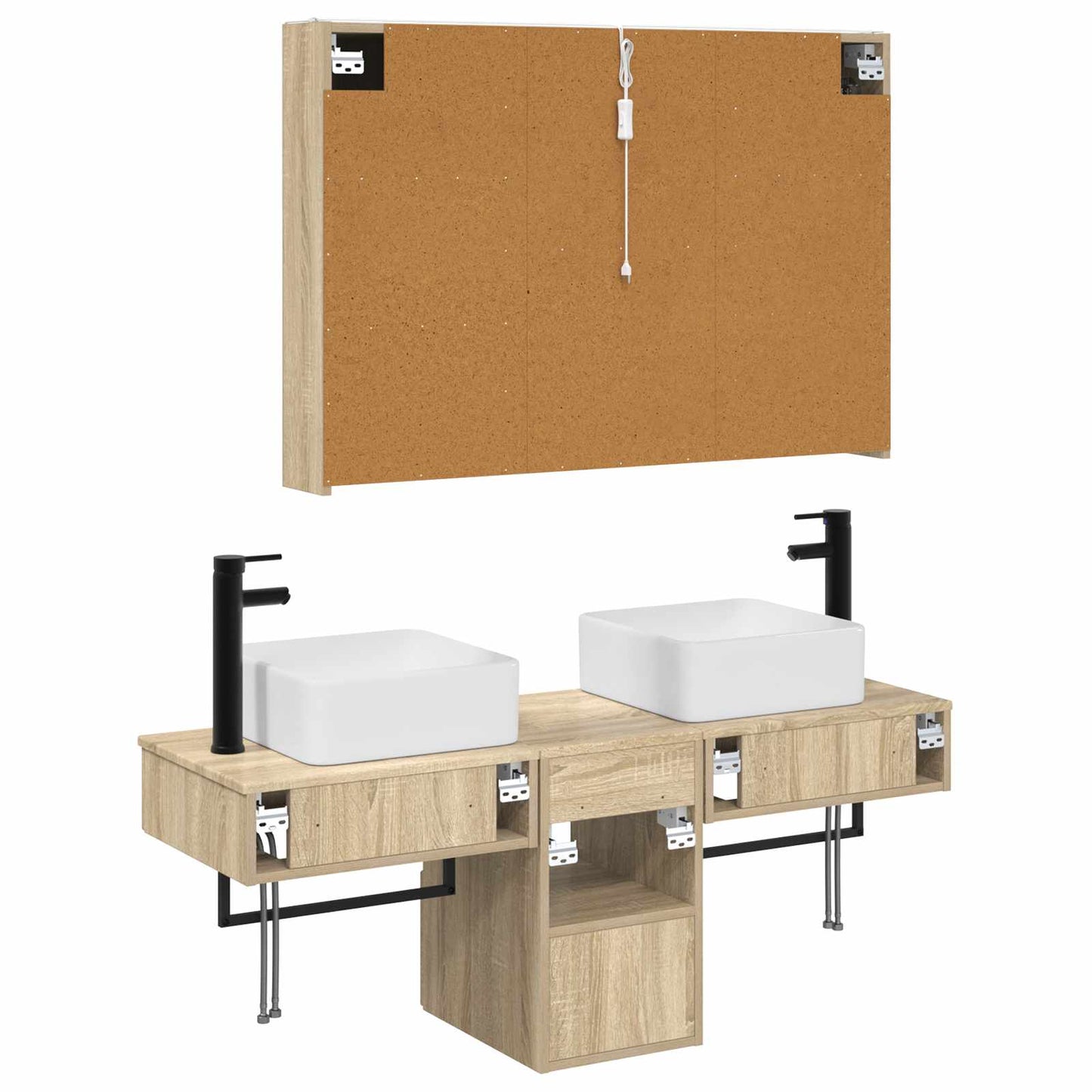 Badkamerkastenset 4 pcs Sonoma Eiken 103,5 x 15,5 x 70 cm