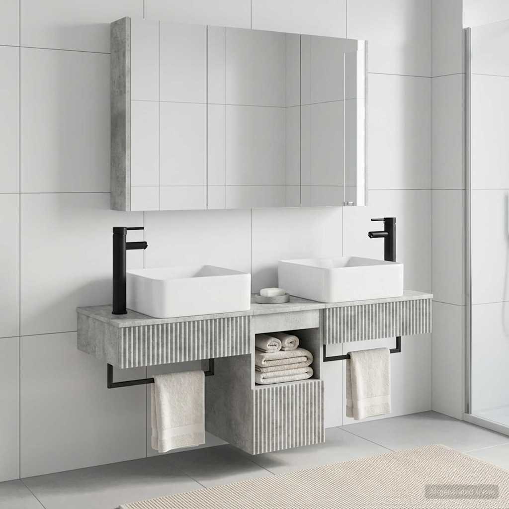 Badkamerkastenset 4 pcs Betongrijs 103,5 x 15,5 x 70 cm