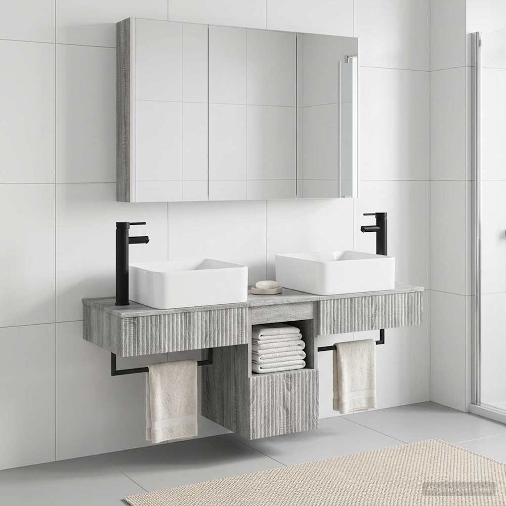 Badkamerkastenset 4 pcs Grijs Sonoma 103,5 x 15,5 x 70 cm