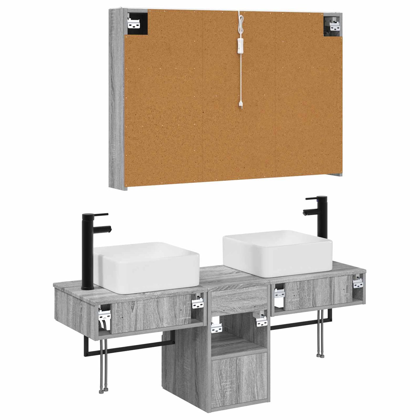 Badkamerkastenset 4 pcs Grijs Sonoma 103,5 x 15,5 x 70 cm