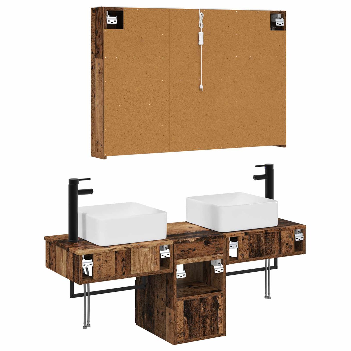 Badkamerkastenset 4 pcs Oud hout 103,5 x 15,5 x 70 cm