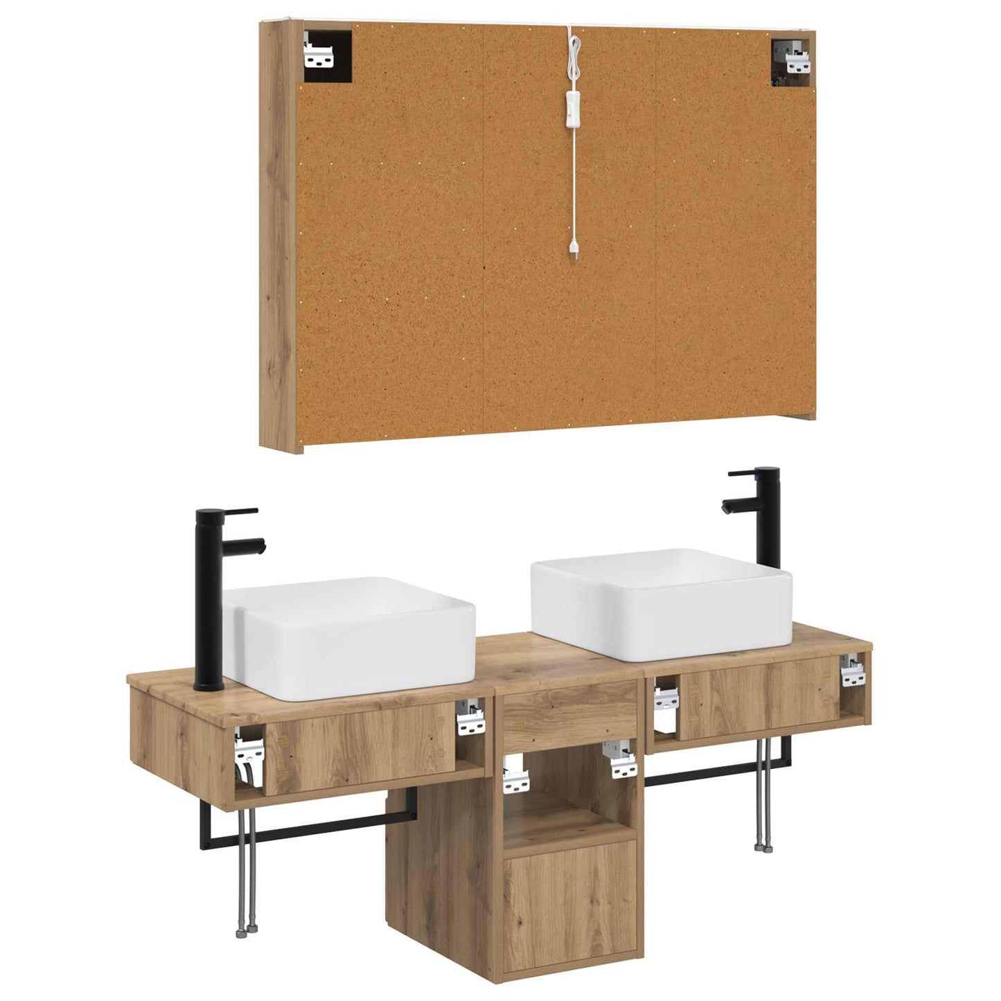 Badkamerkastenset 4 pcs Artisanaal eiken 103,5 x 15,5 x 70 cm
