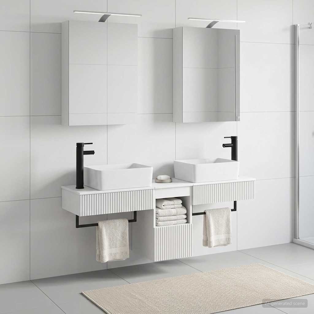 Badkamerkastenset 5 pcs Wit 50 x 14,5 x 70 cm Bewerkt hout