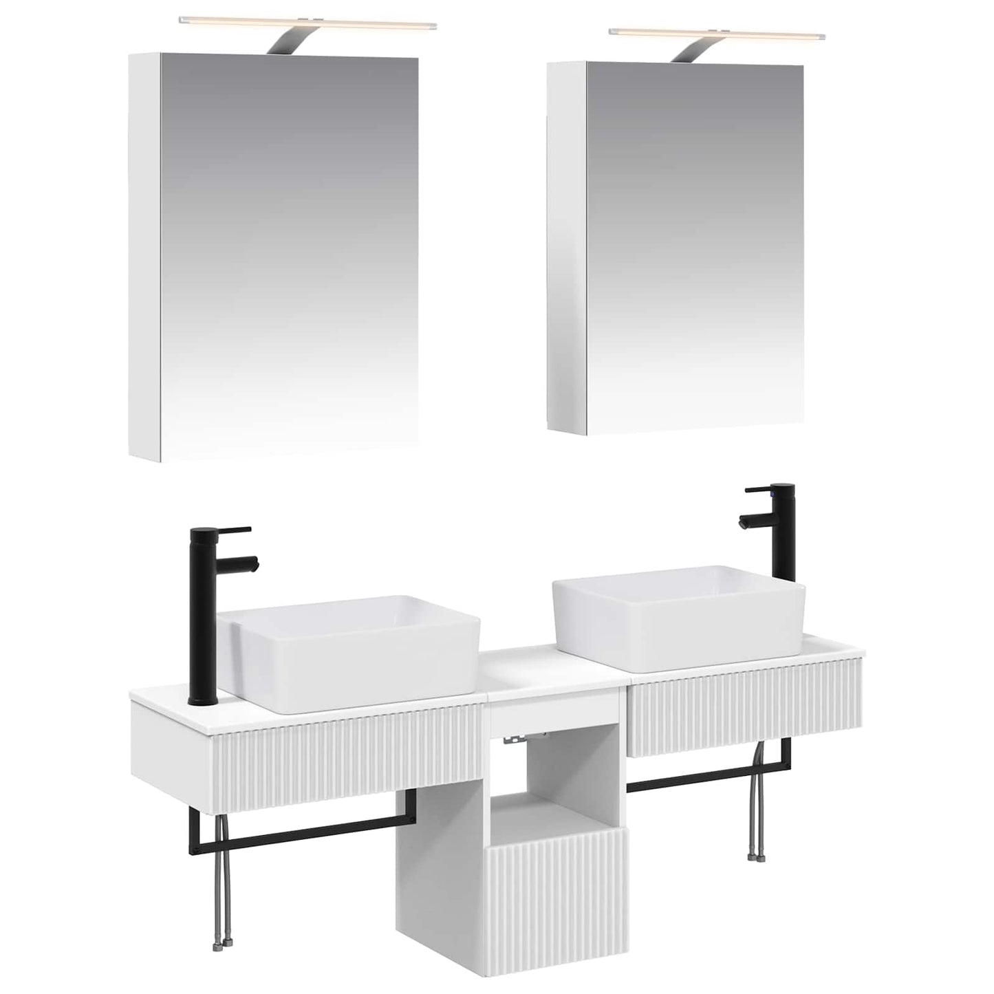 Badkamerkastenset 5 pcs Wit 50 x 14,5 x 70 cm Bewerkt hout