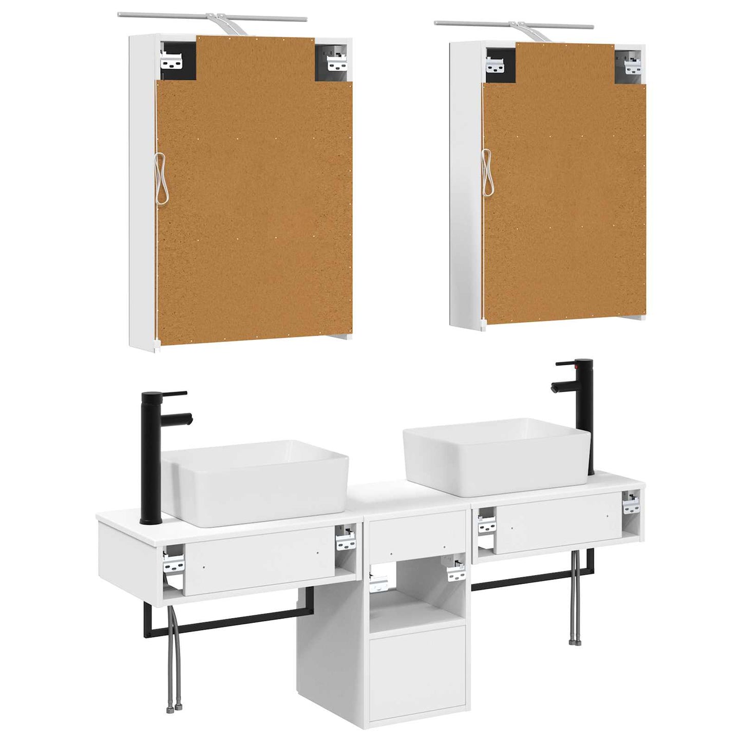 Badkamerkastenset 5 pcs Wit 50 x 14,5 x 70 cm Bewerkt hout