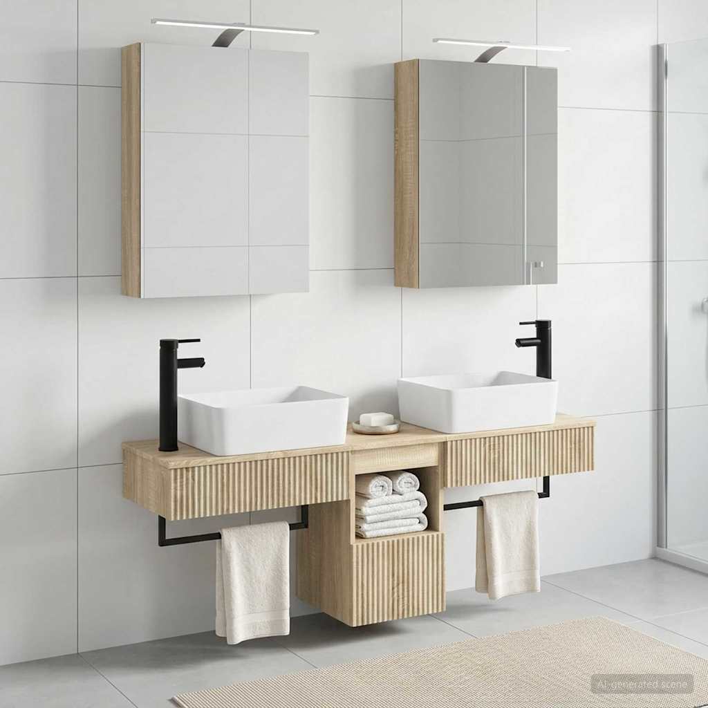 Badkamerkastenset 5 pcs Sonoma Eiken 50 x 14,5 x 70 cm