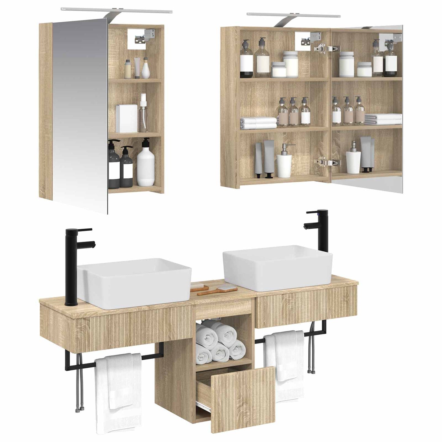 Badkamerkastenset 5 pcs Sonoma Eiken 50 x 14,5 x 70 cm