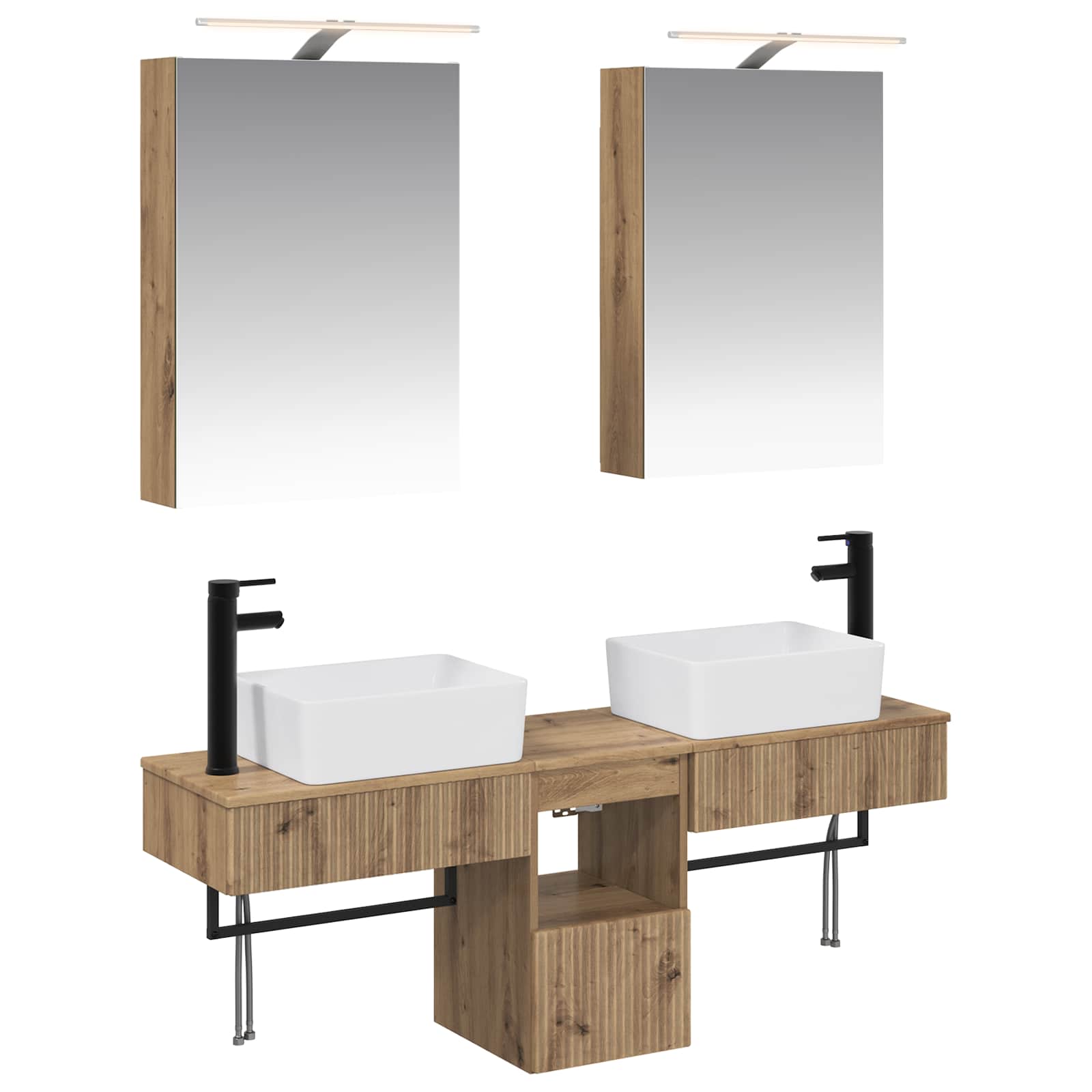 Badkamerkastenset 5 st Artisanaal eiken Bewerkt hout is nu te koop bij PeponiXL, paradijselijk wonen!
