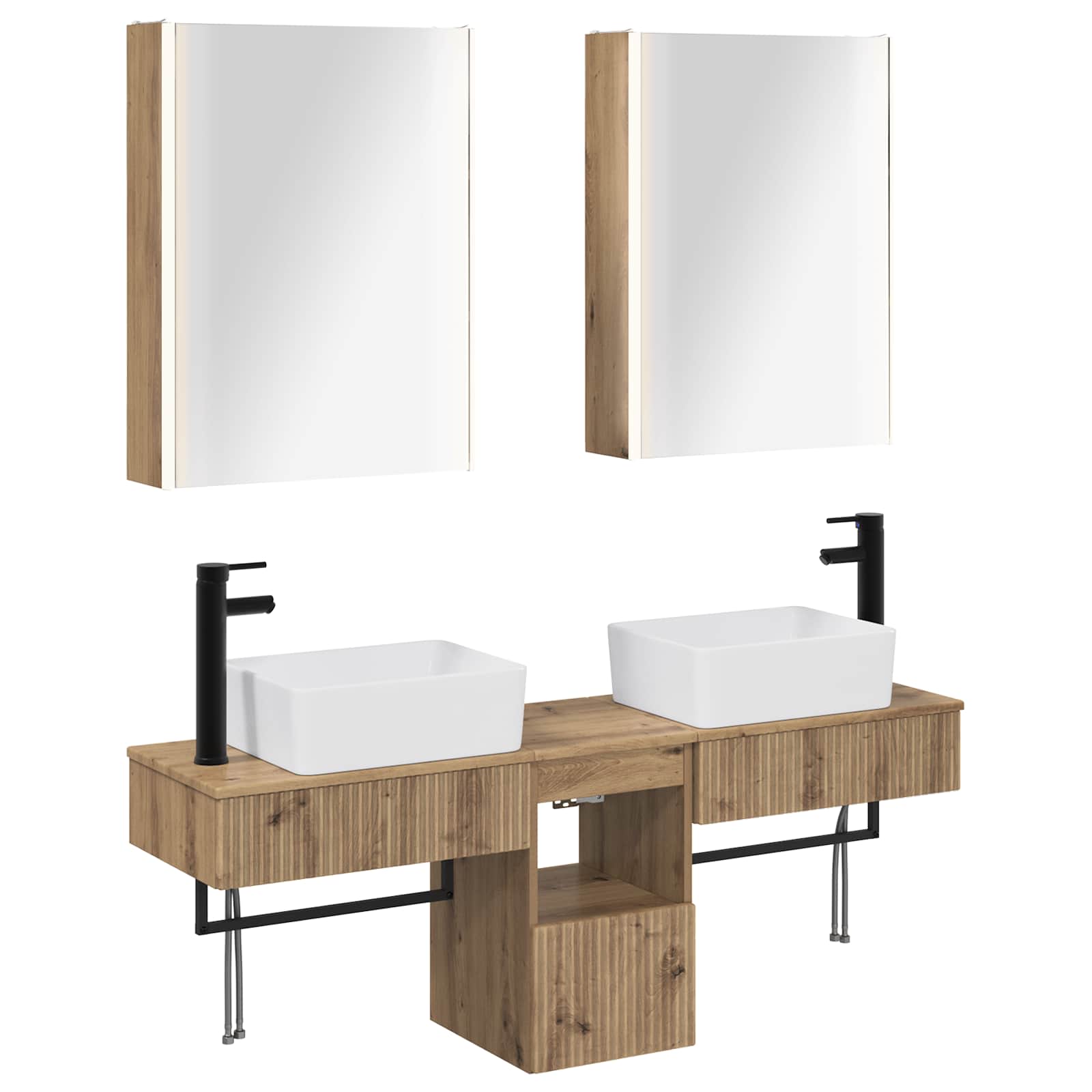 Badkamerkastenset 5 st Artisanaal eiken Bewerkt hout is nu te koop bij PeponiXL, paradijselijk wonen!