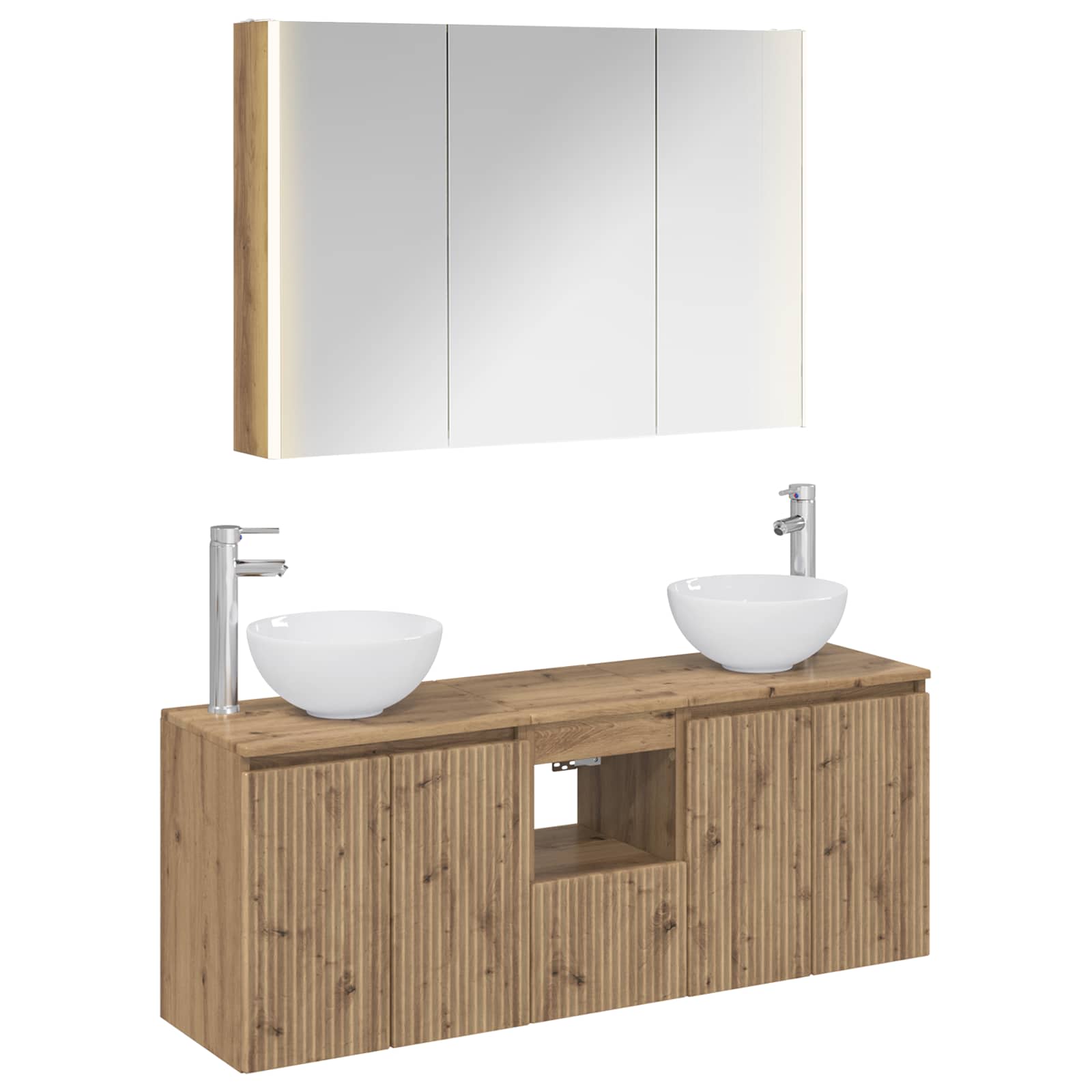 Badkamerkastenset 4 st Artisanaal eiken Bewerkt hout is nu te koop bij PeponiXL, paradijselijk wonen!