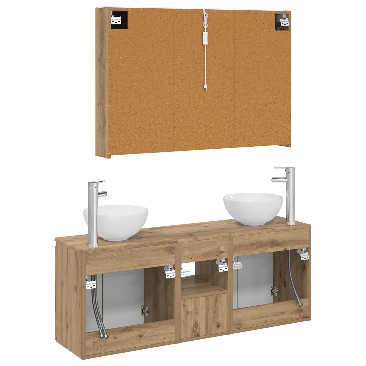 Badkamerkastenset 4 st Artisanaal eiken Bewerkt hout is nu te koop bij PeponiXL, paradijselijk wonen!