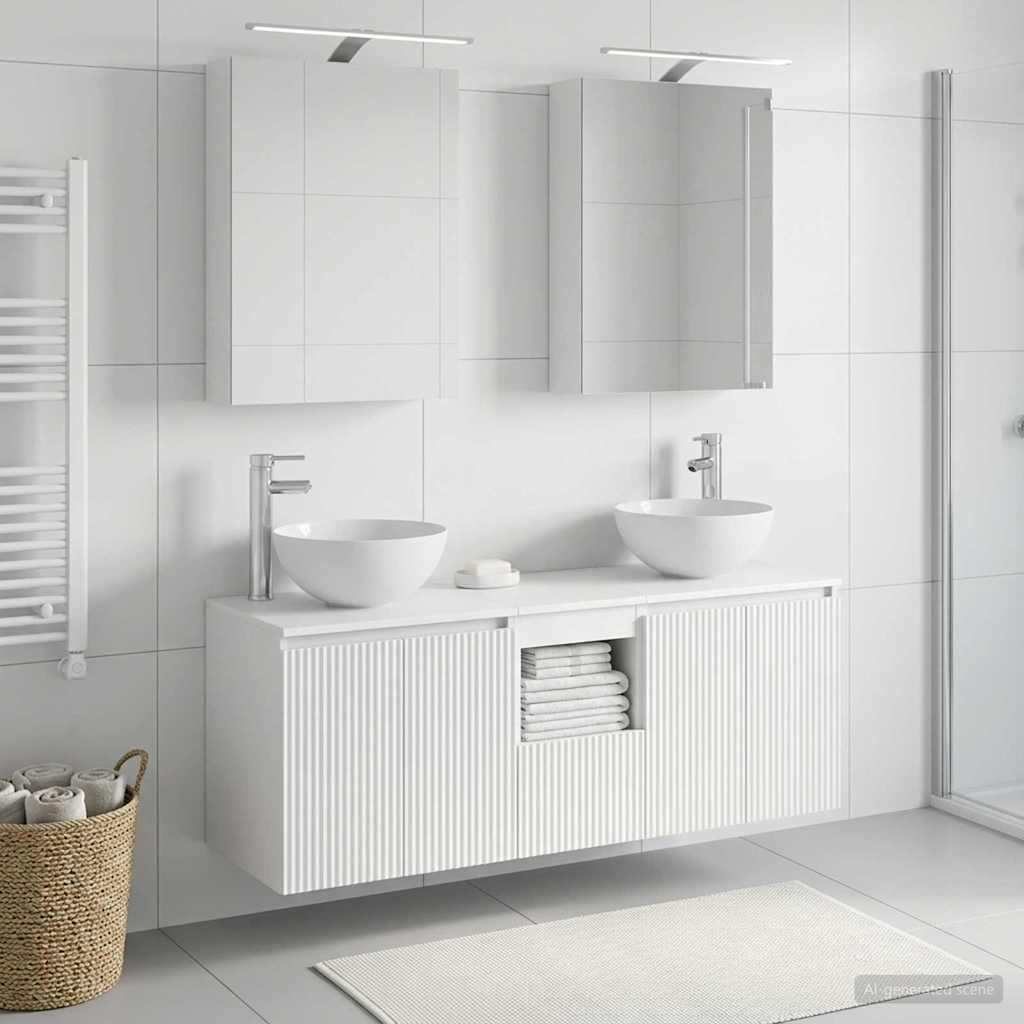 Badkamerkastenset 5 pcs Wit 50 x 14,5 x 70 cm Bewerkt hout