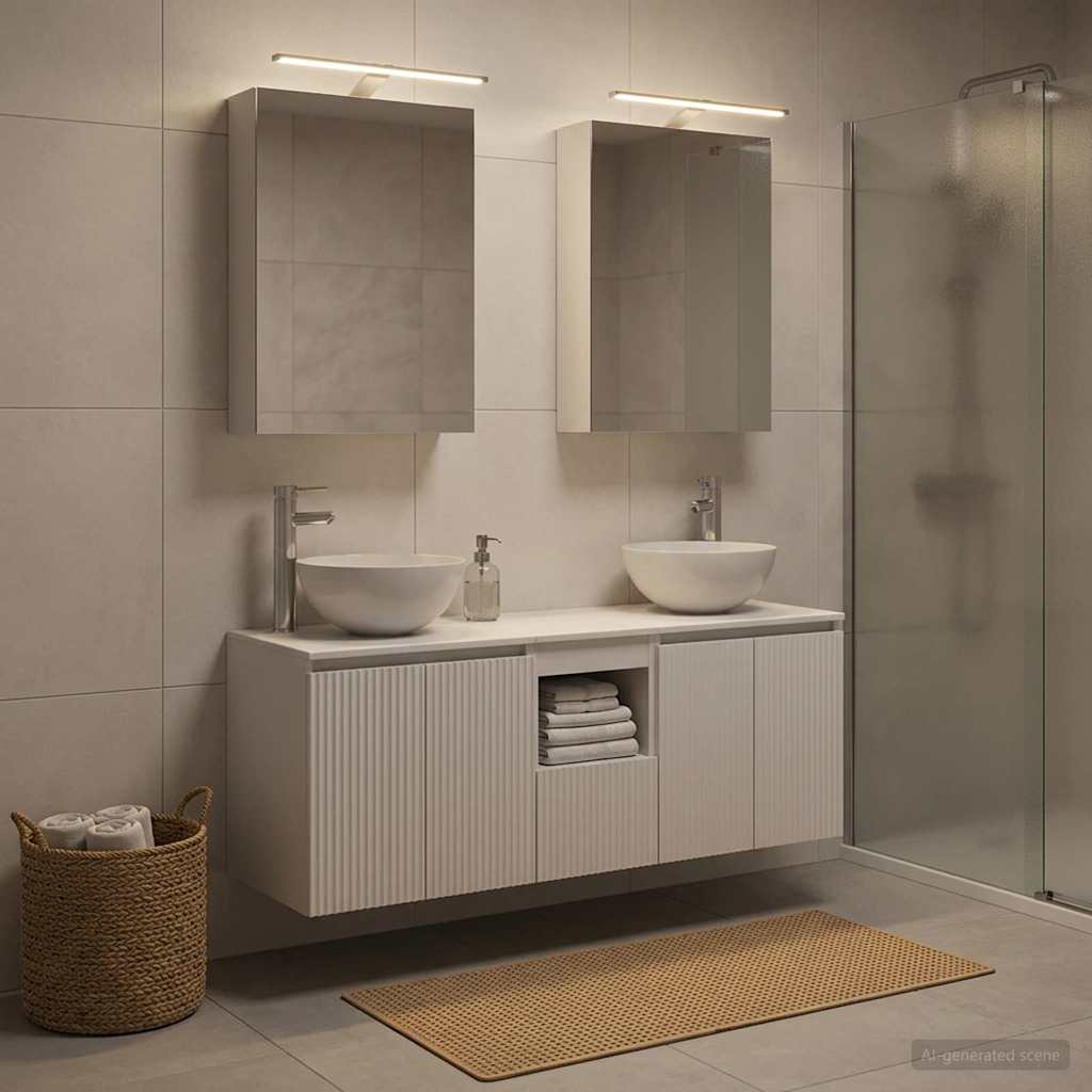 Badkamerkastenset 5 pcs Wit 50 x 14,5 x 70 cm Bewerkt hout