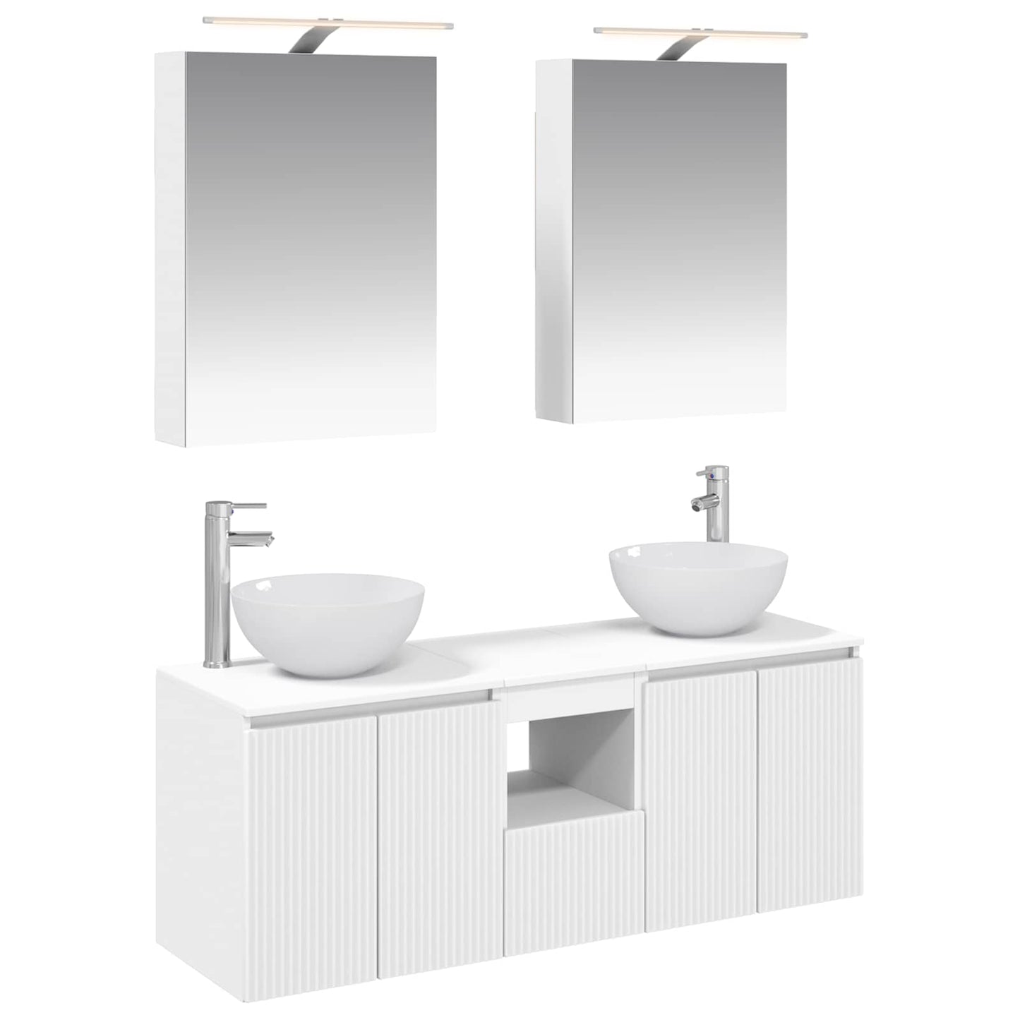 Badkamerkastenset 5 pcs Wit 50 x 14,5 x 70 cm Bewerkt hout