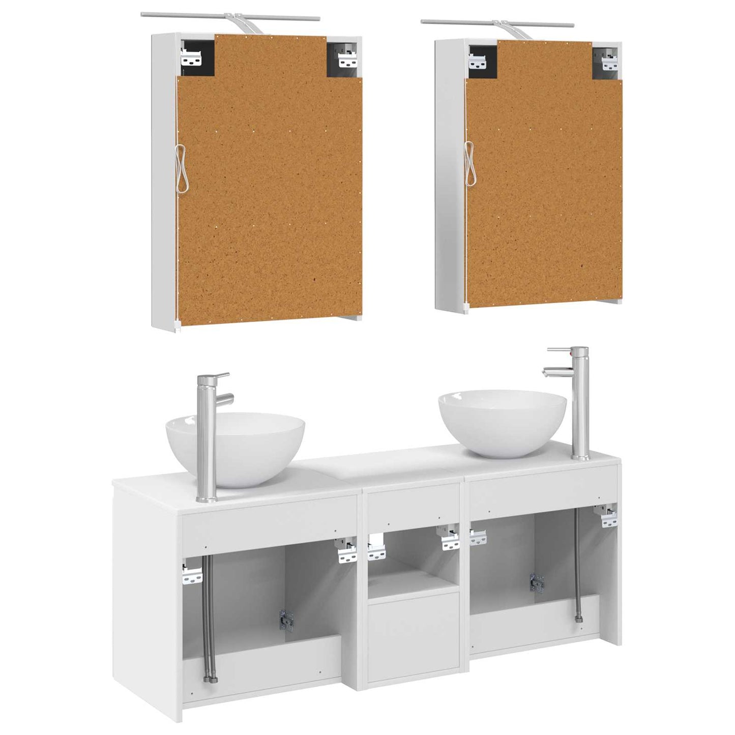 Badkamerkastenset 5 pcs Wit 50 x 14,5 x 70 cm Bewerkt hout