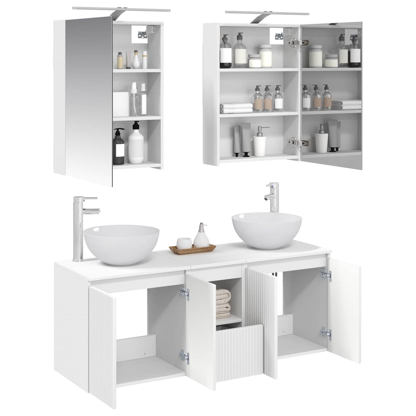 Badkamerkastenset 5 pcs Wit 50 x 14,5 x 70 cm Bewerkt hout