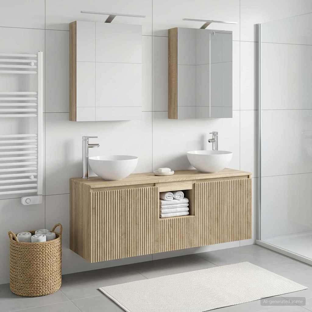 Badkamerkastenset 5 pcs Sonoma Eiken 50 x 14,5 x 70 cm