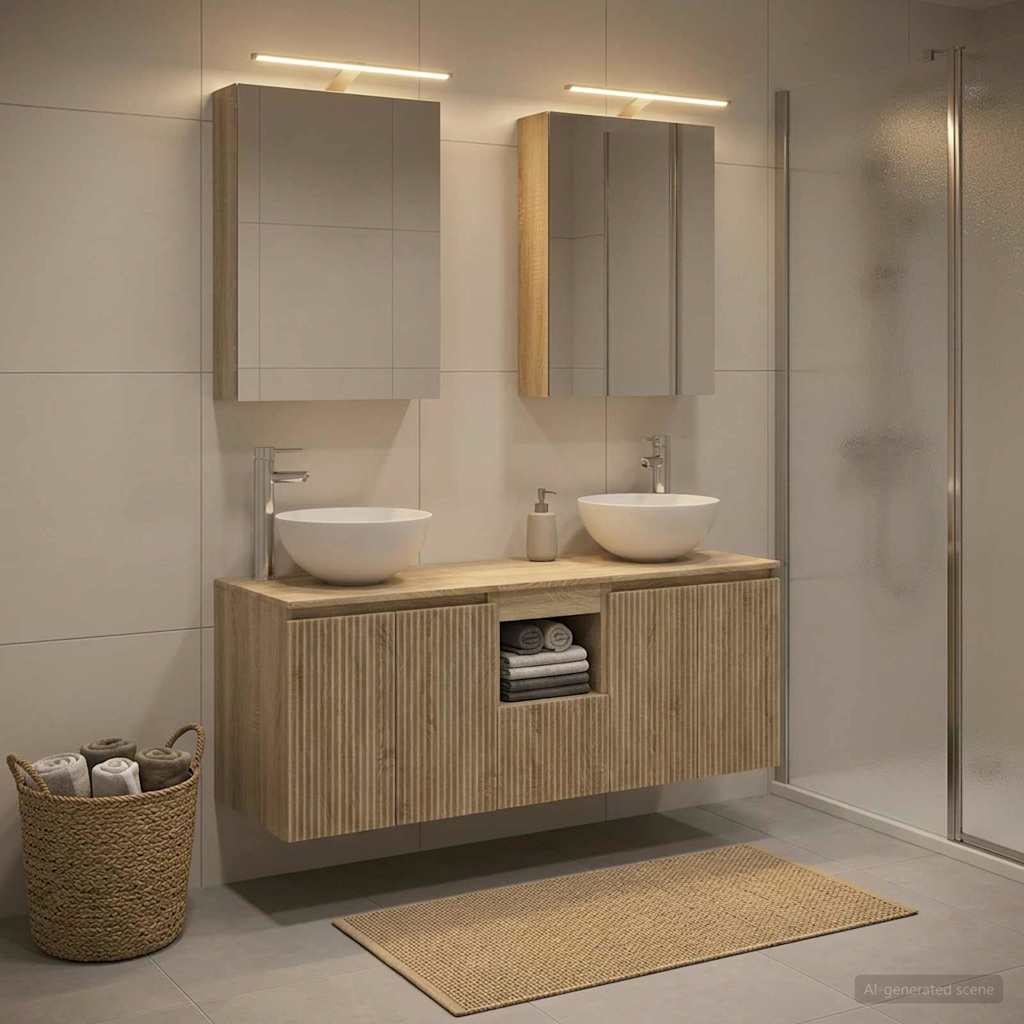 Badkamerkastenset 5 pcs Sonoma Eiken 50 x 14,5 x 70 cm
