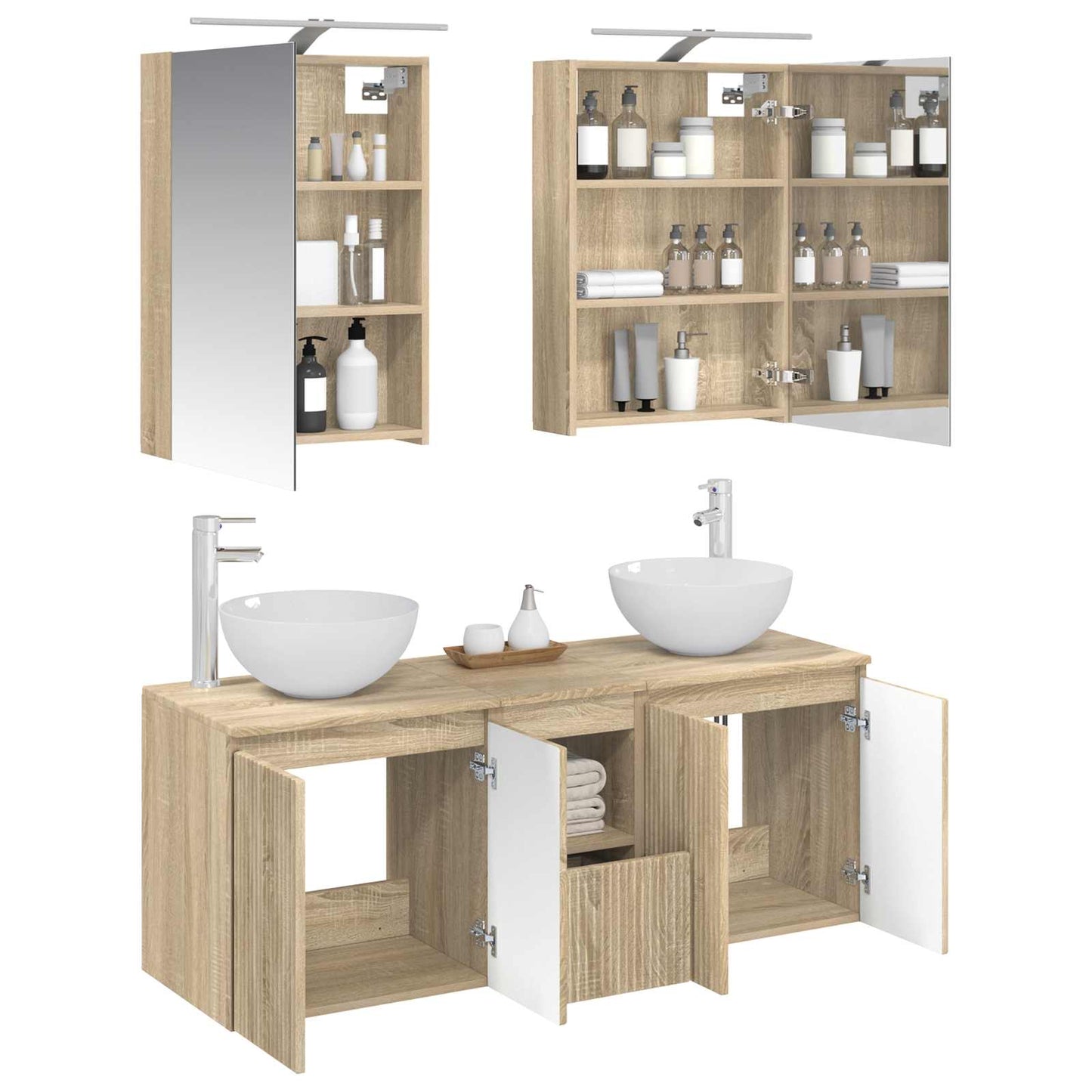 Badkamerkastenset 5 pcs Sonoma Eiken 50 x 14,5 x 70 cm