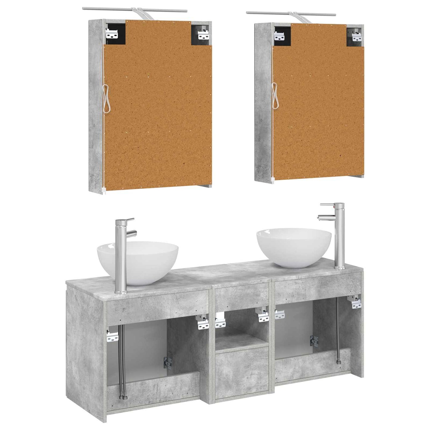 Badkamerkastenset 5 pcs Betongrijs 50 x 14,5 x 70 cm