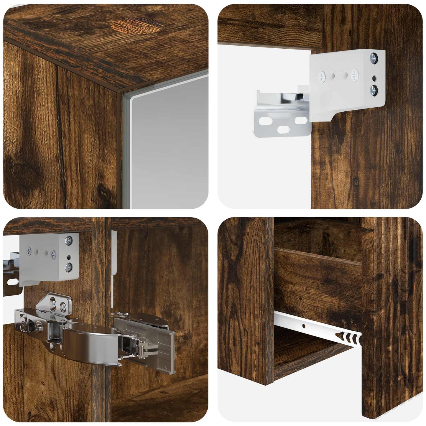 Badkamerkastenset 5 pcs Gerookt eiken 50 x 14,5 x 70 cm