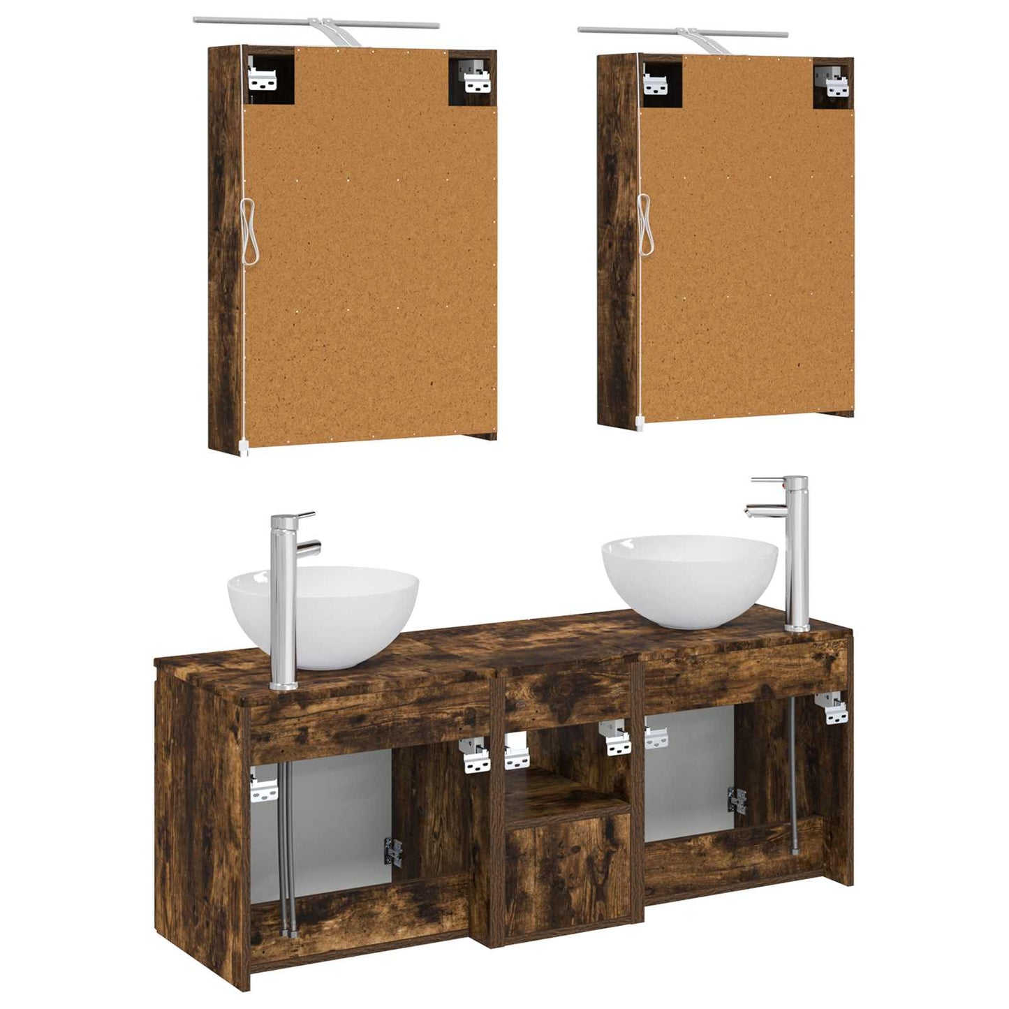 Badkamerkastenset 5 pcs Gerookt eiken 50 x 14,5 x 70 cm
