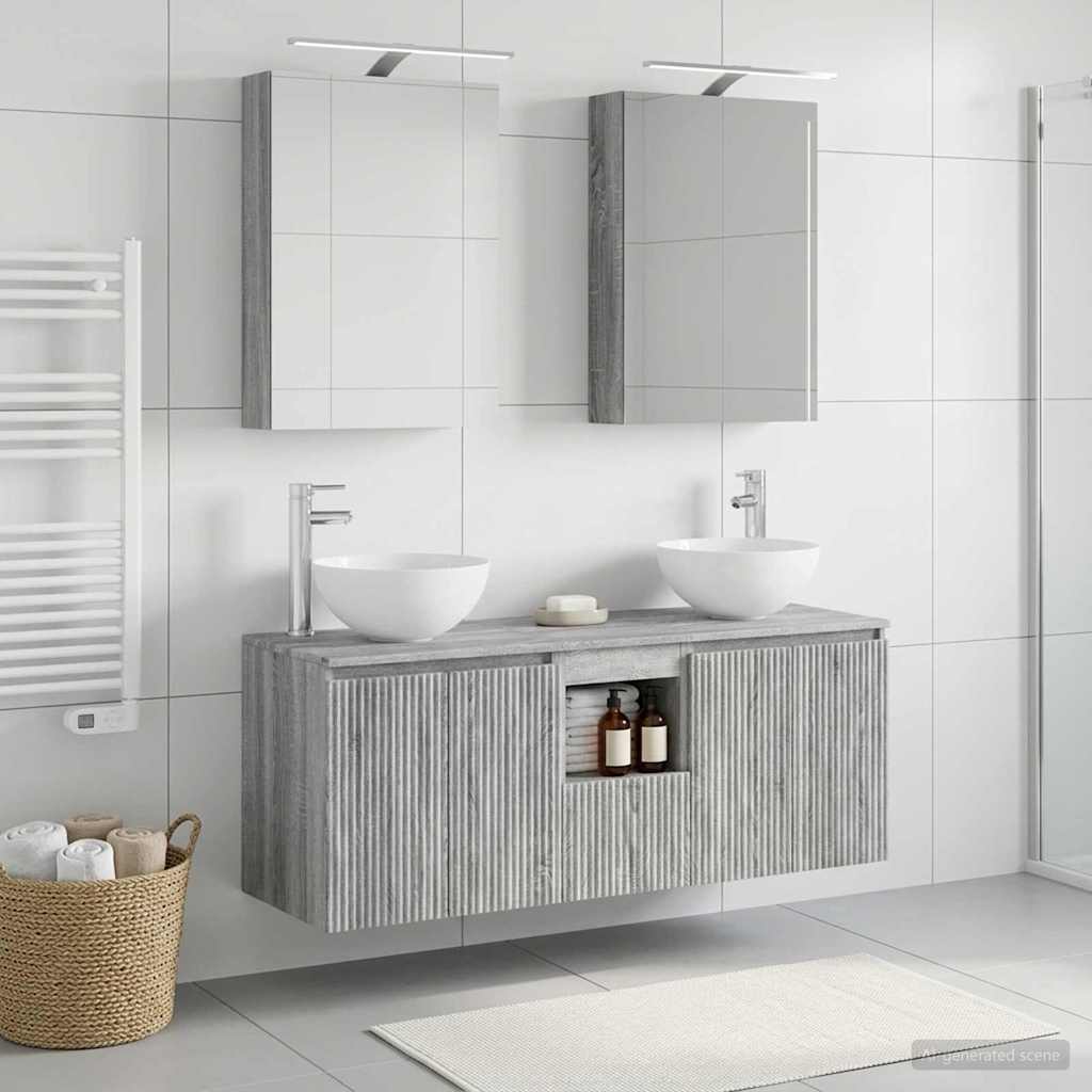 Badkamerkastenset 5 pcs Grijs Sonoma 50 x 14,5 x 70 cm