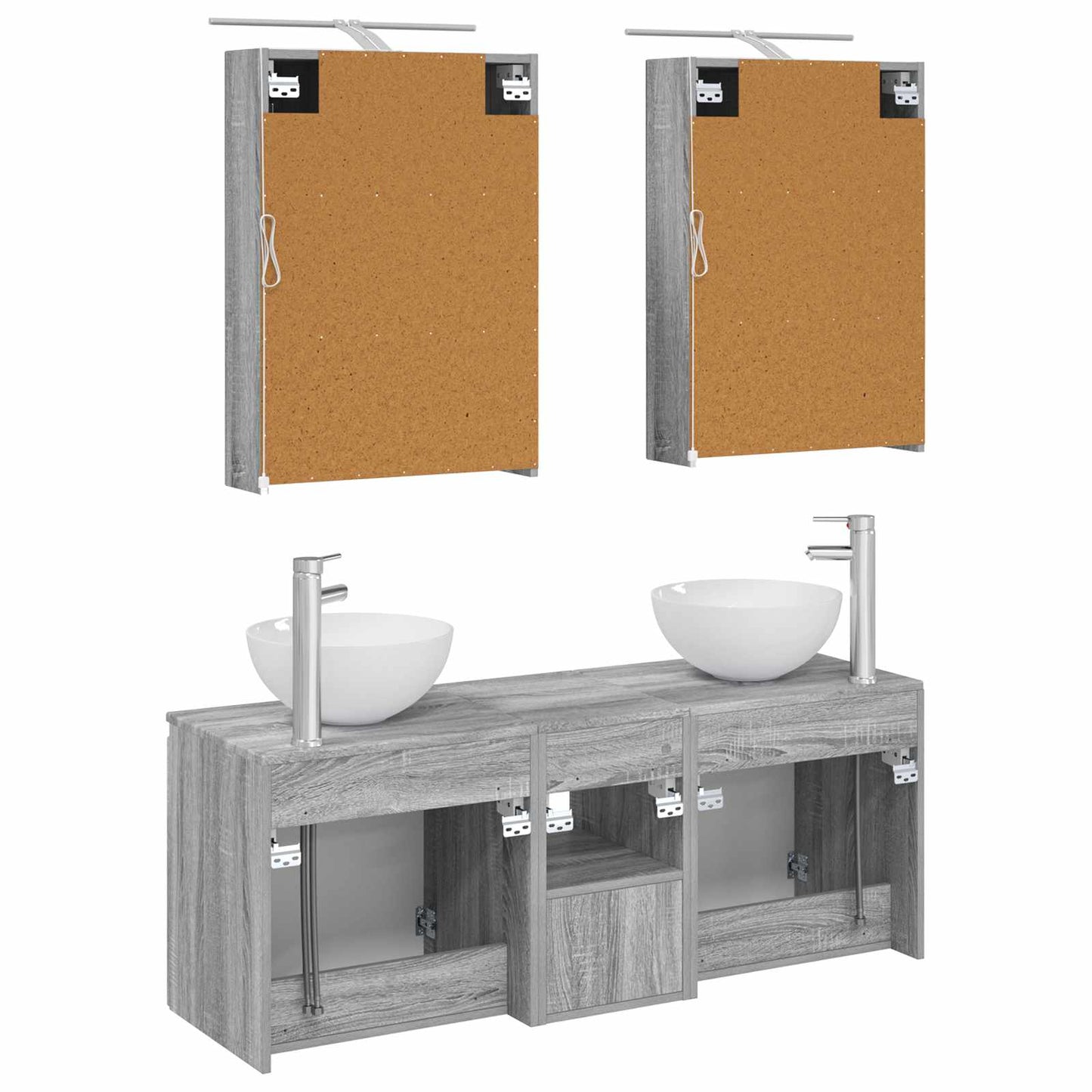 Badkamerkastenset 5 pcs Grijs Sonoma 50 x 14,5 x 70 cm